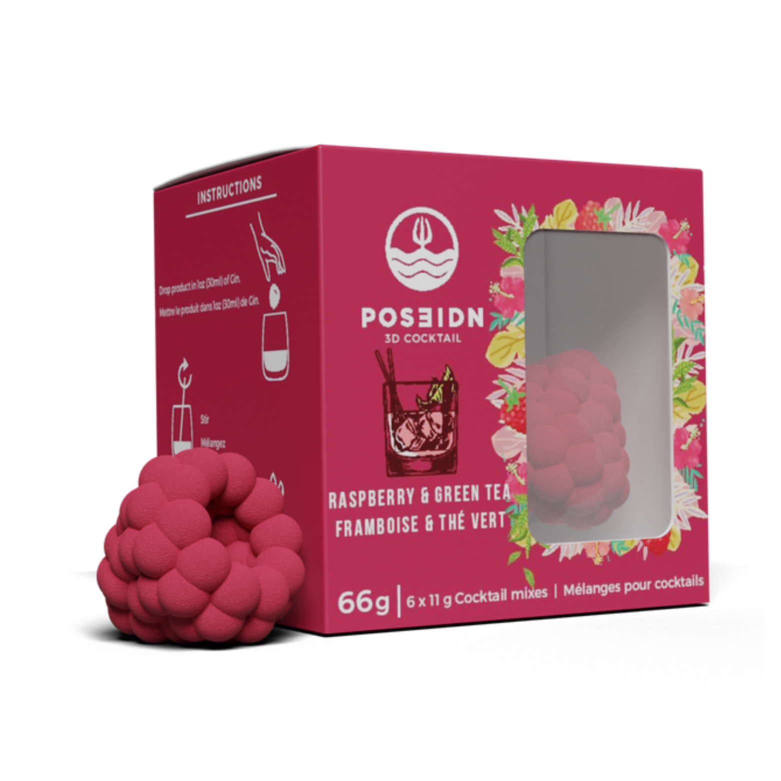 Ensemble de 6 bombes à cocktails Framboise et thé vert - Poseidn