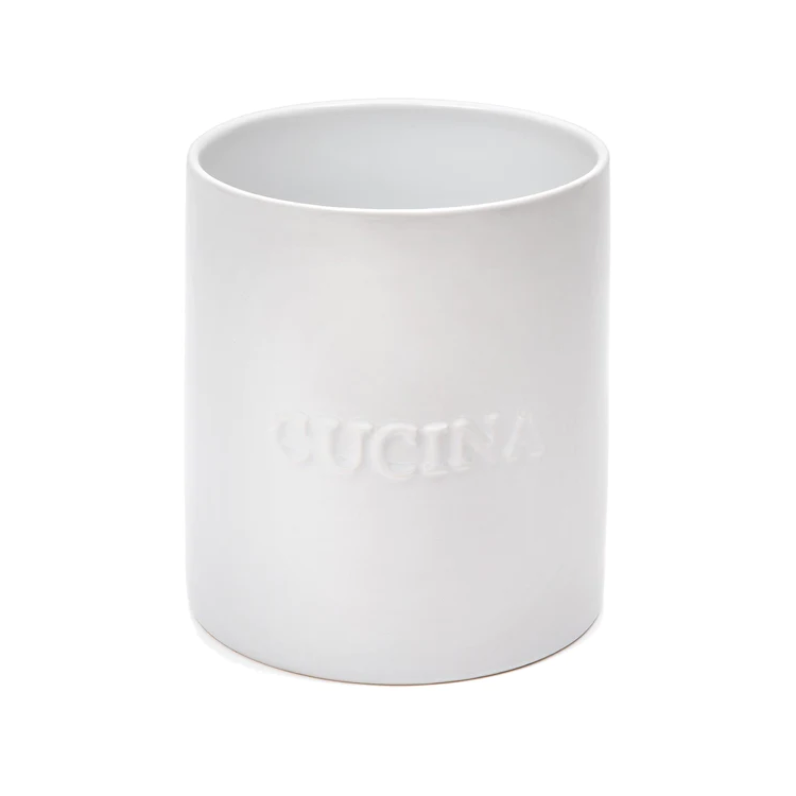 White ceramic utensil pot 18cm