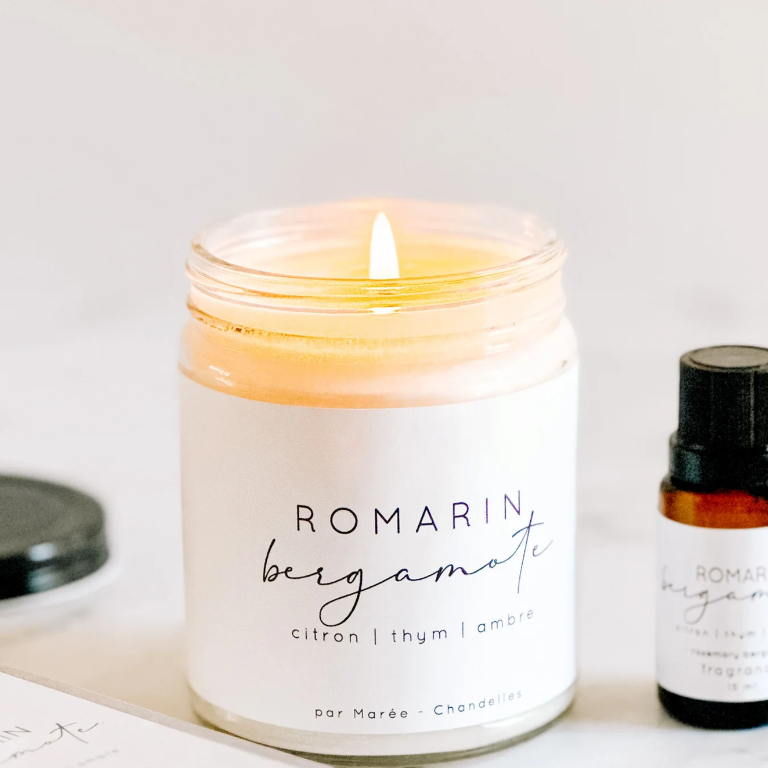 Chandelle de soya Romarin et bergamote 270 ml - Marée Chandelles