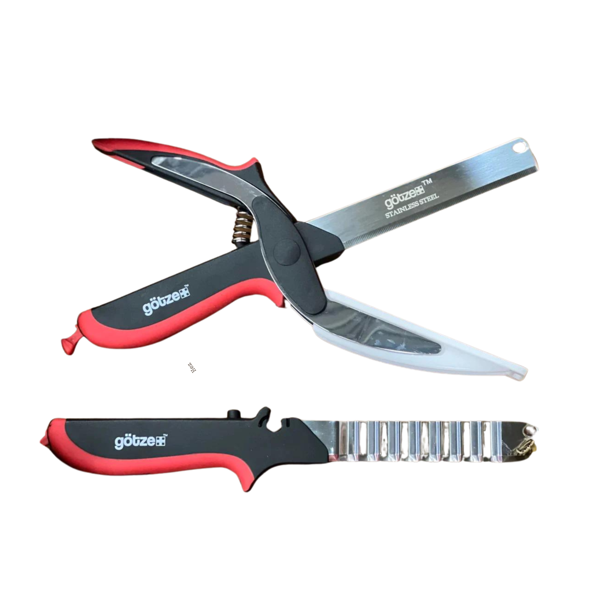 Ciseaux 3 en 1 Gotze avec couteau tranchant et planche à découper intégrée pour légumes et fruits