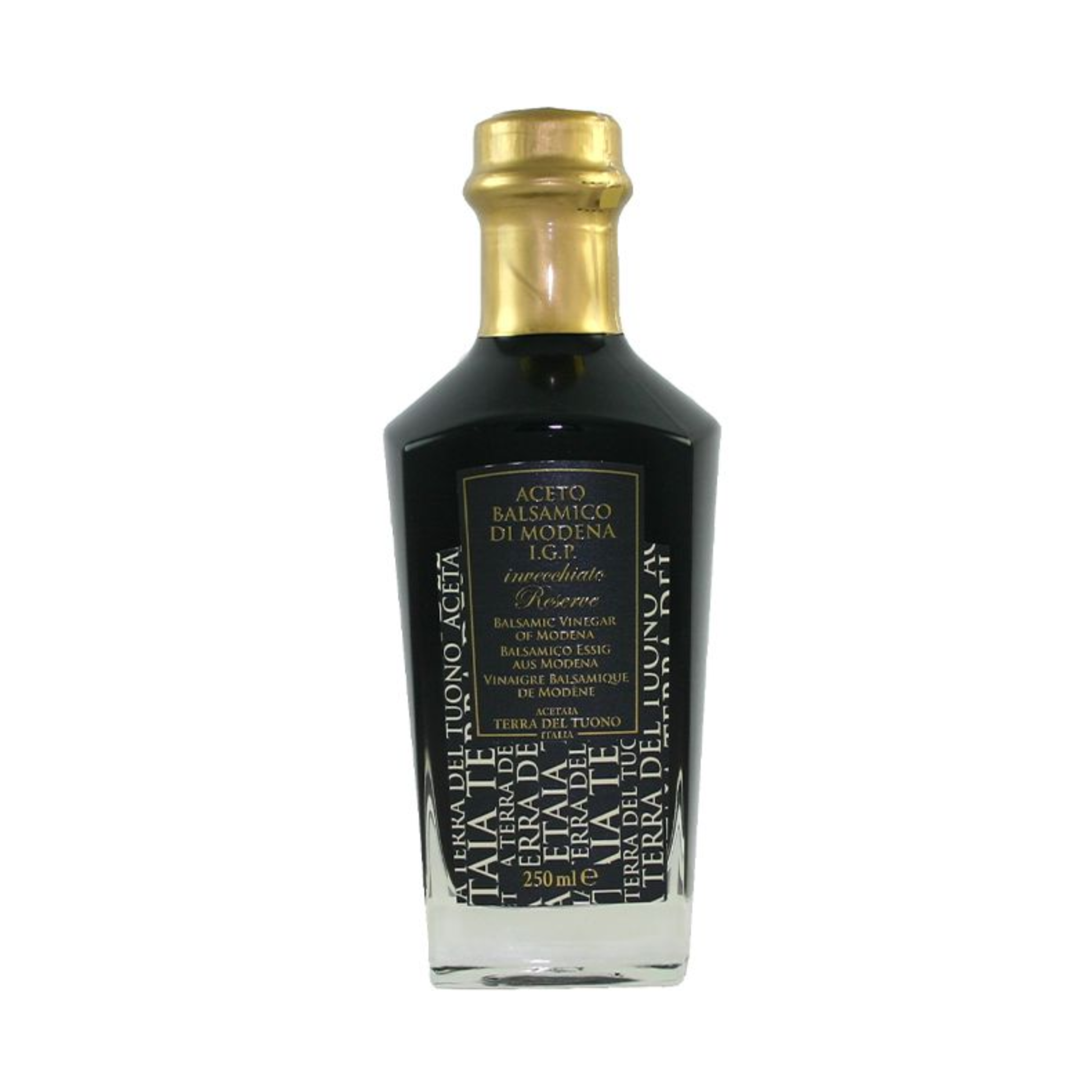 Bouteille de vinaigre balsamique Réserve 12 ans de 250ml avec couleur noire profonde et goût riche