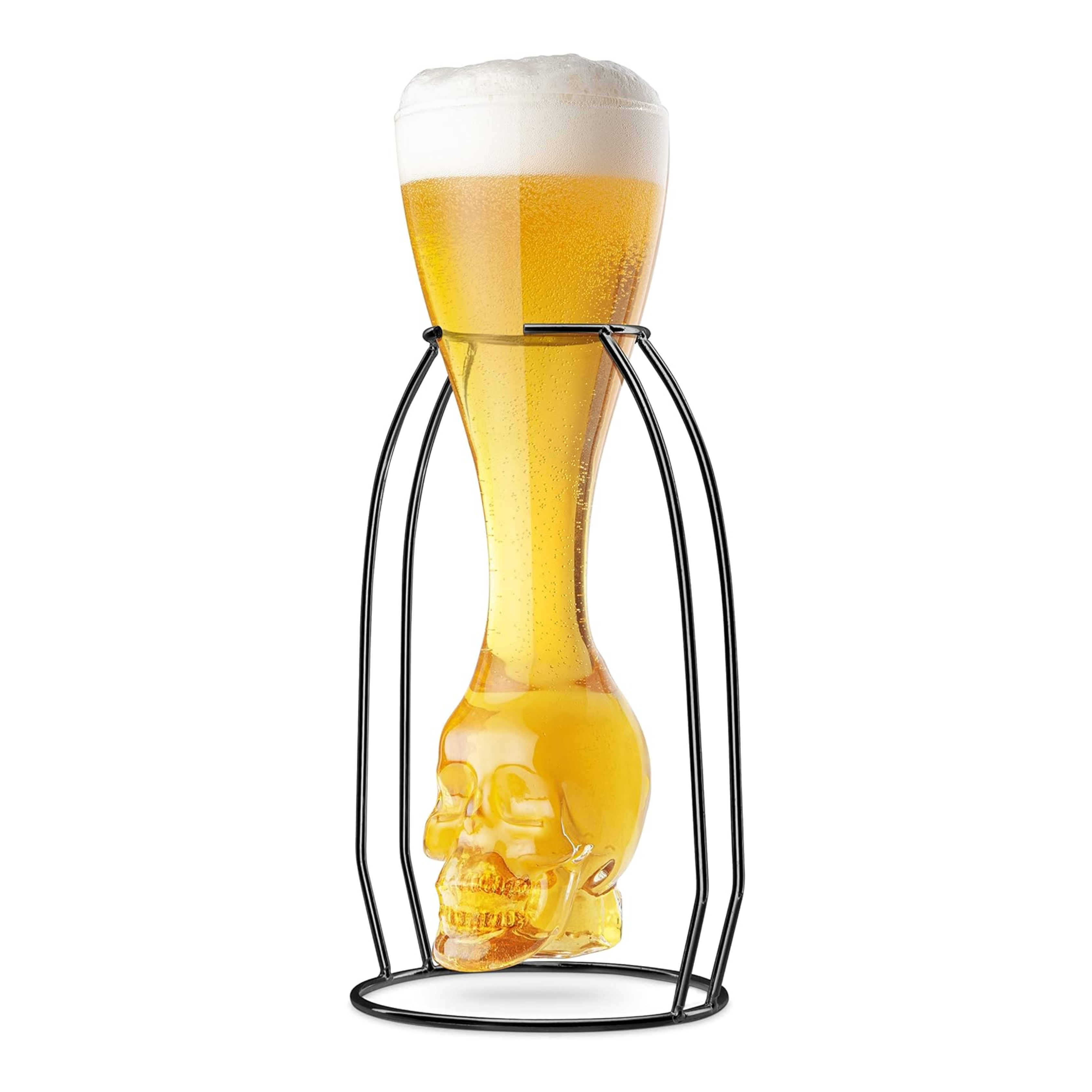 Verre à bière en forme de crâne 355ml avec support