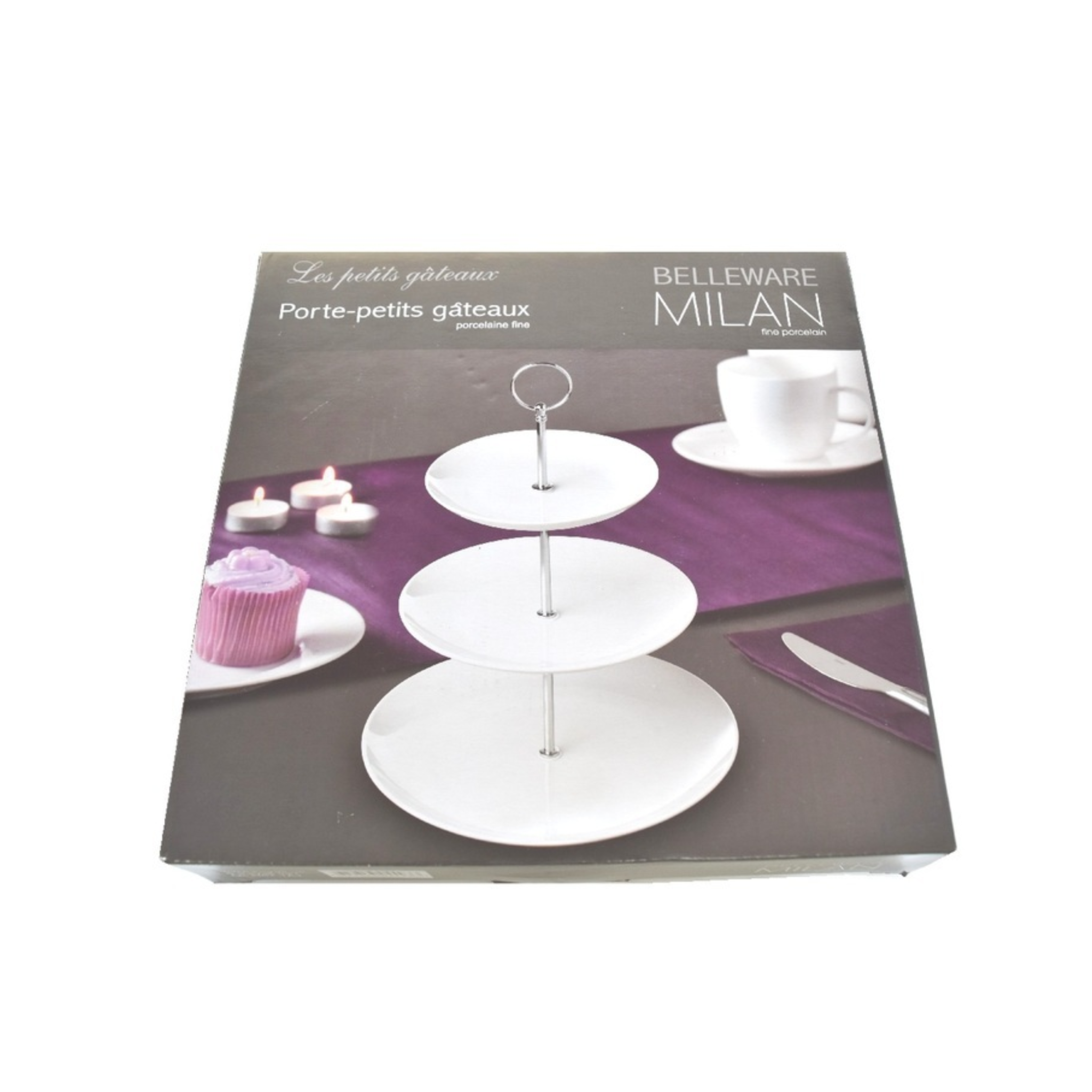 Support de présentation à gâteaux 3 étages en porcelaine élégante