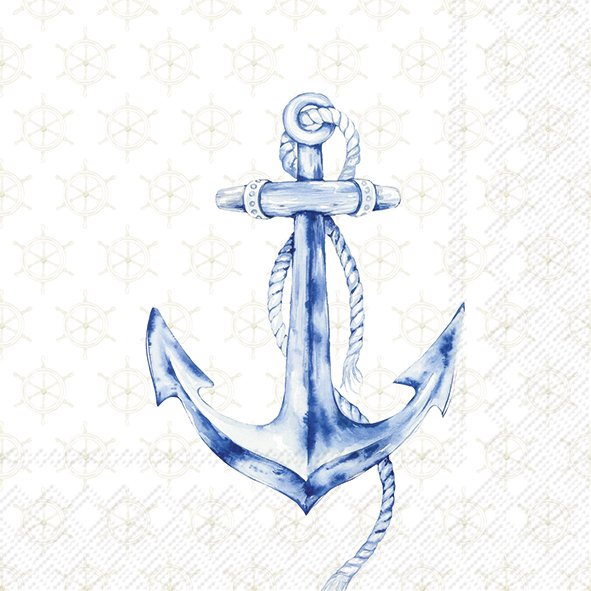 Ensemble de 20 serviettes de table en papier Ancre de bateau