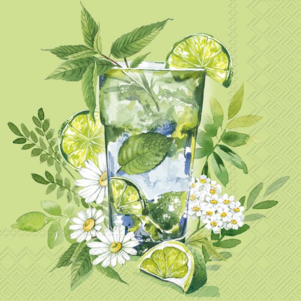 Ensemble de 20 serviettes de table en papier Cocktail vert