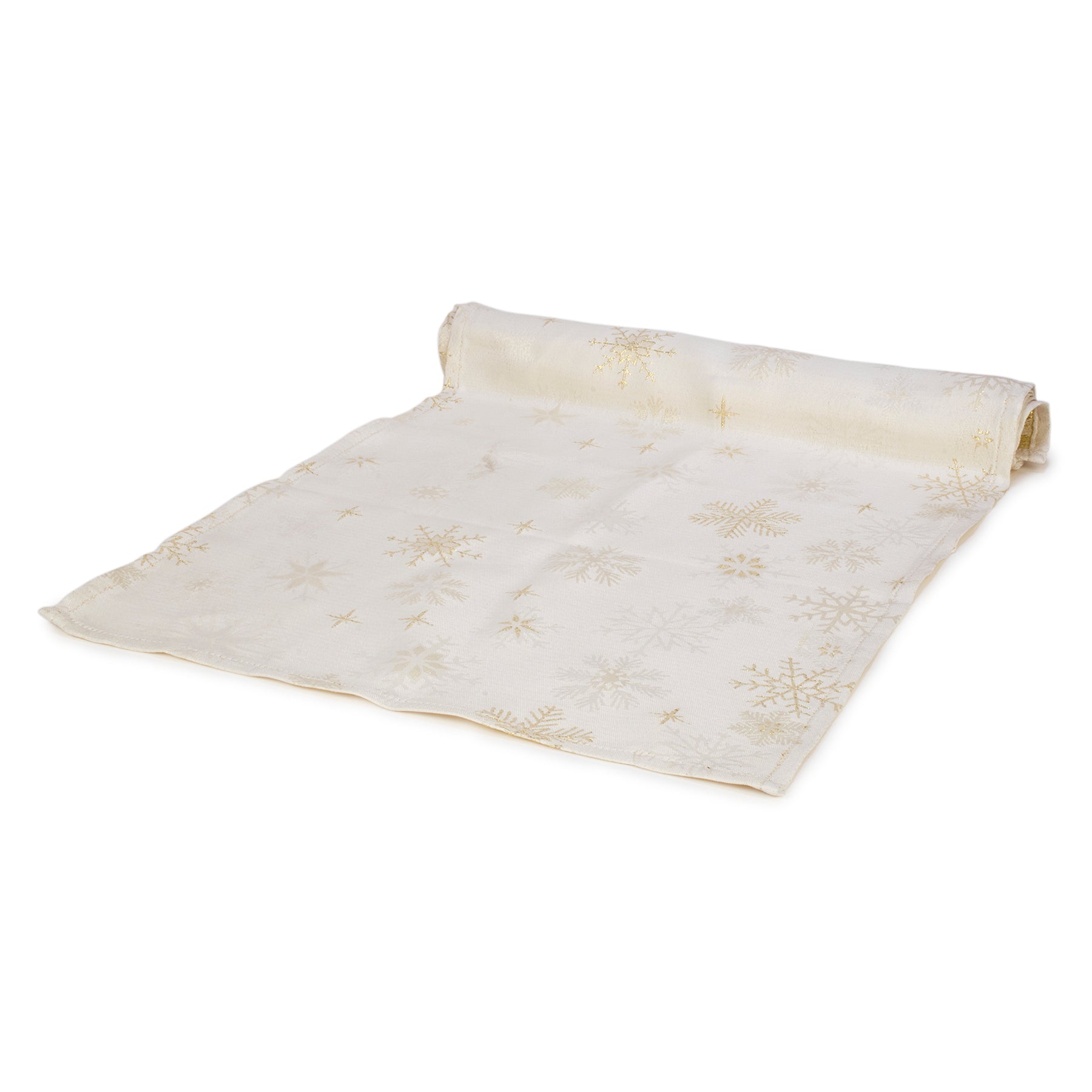 Chemin de table Beige avec flocons dorés