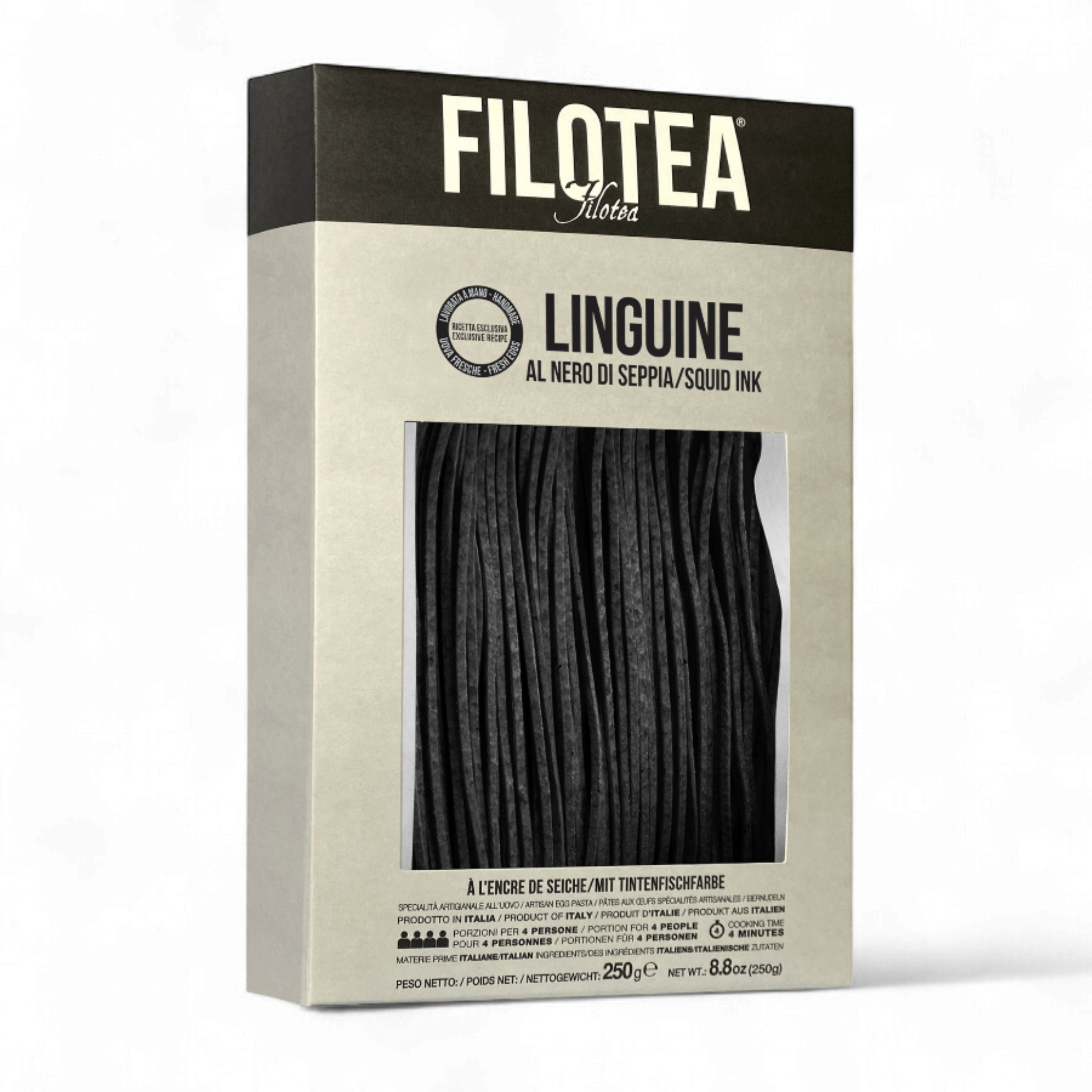 Linguine aux oeufs à l’encre de seiche 250g - Filotea
