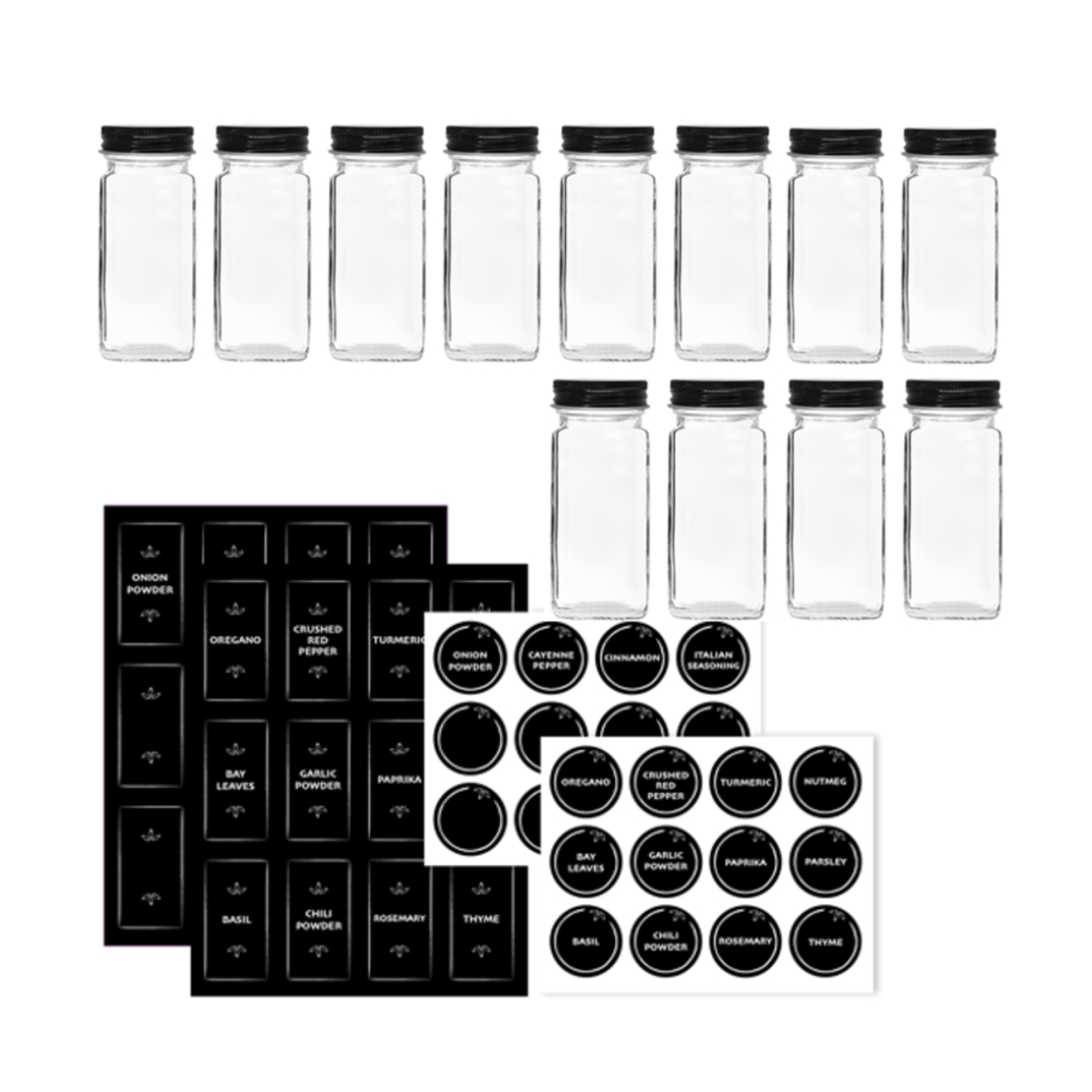 12-piece spice jar and label set 