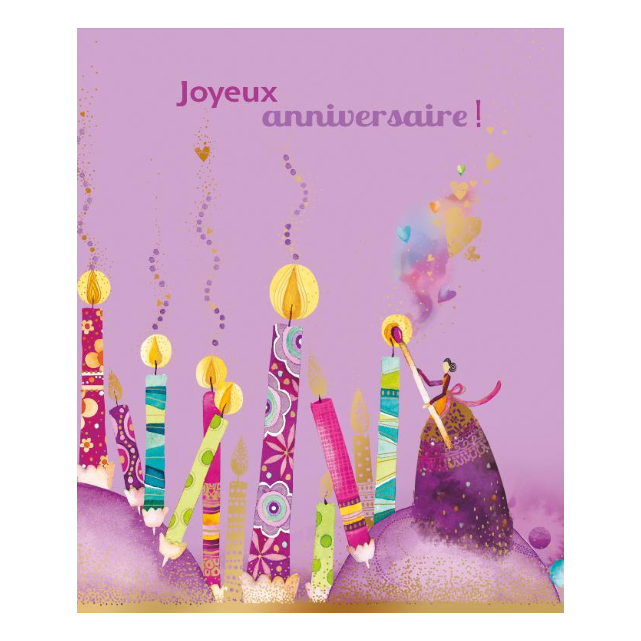 Happy Birthday greeting card with colored candles