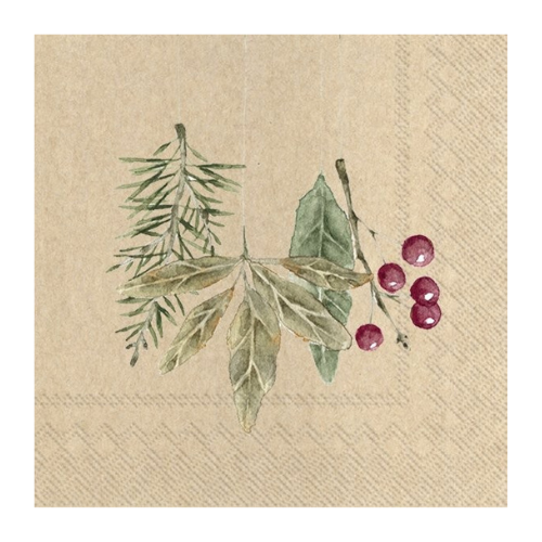 Ensemble de 20 serviettes de table en papier Feuillage cerise