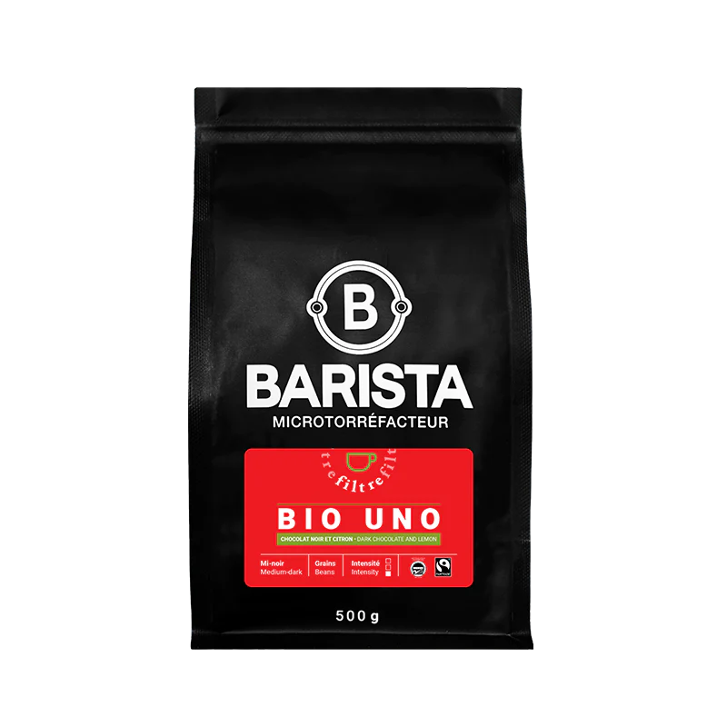 Bag of Uno Bio Espresso coffee beans 1 Kg - Barista