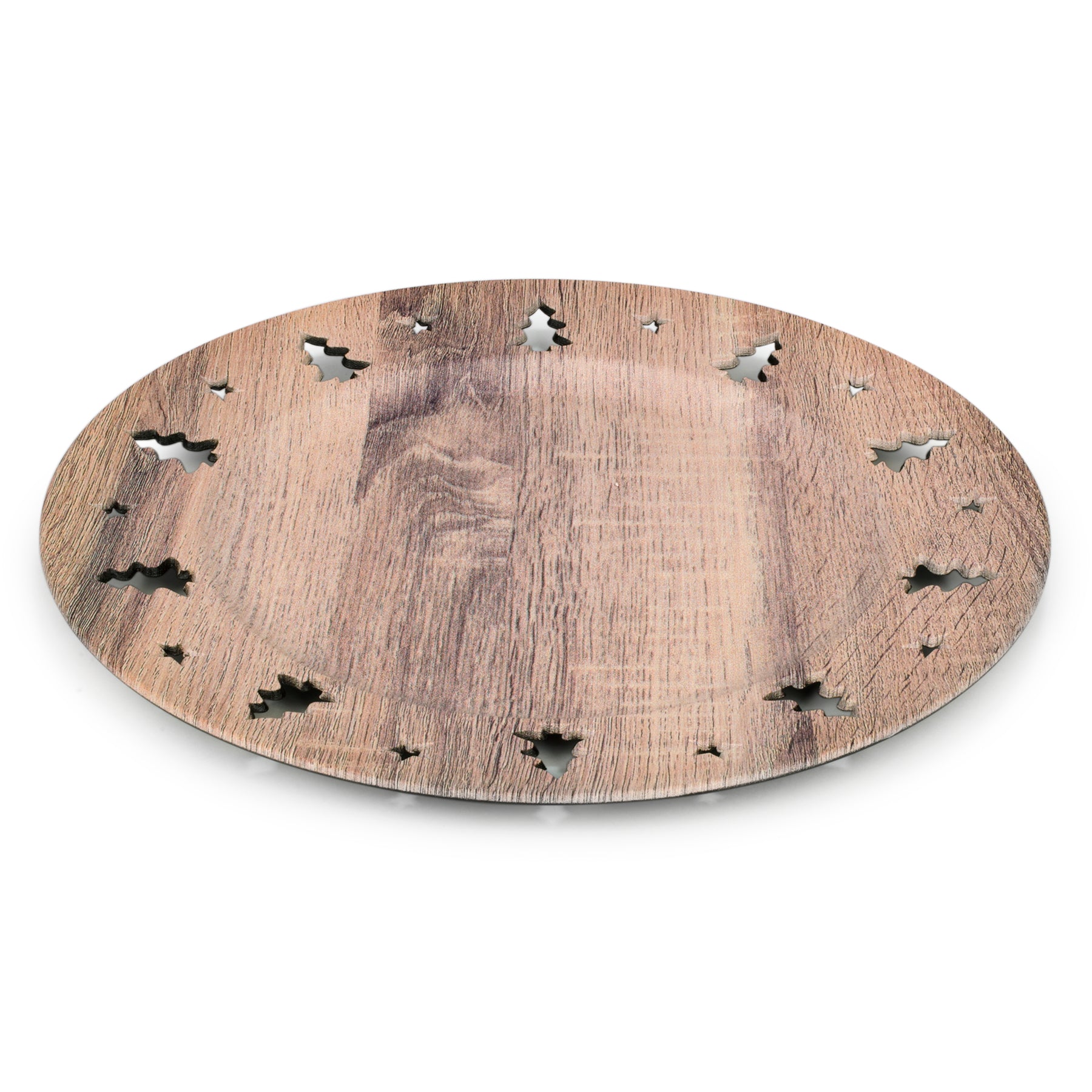 Wood effect plate with fir tree pattern