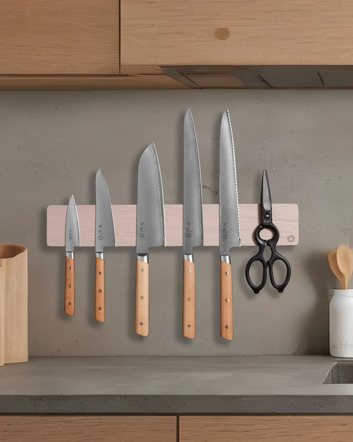 Porte-couteaux magnétique en chêne Blanc - Hazaki