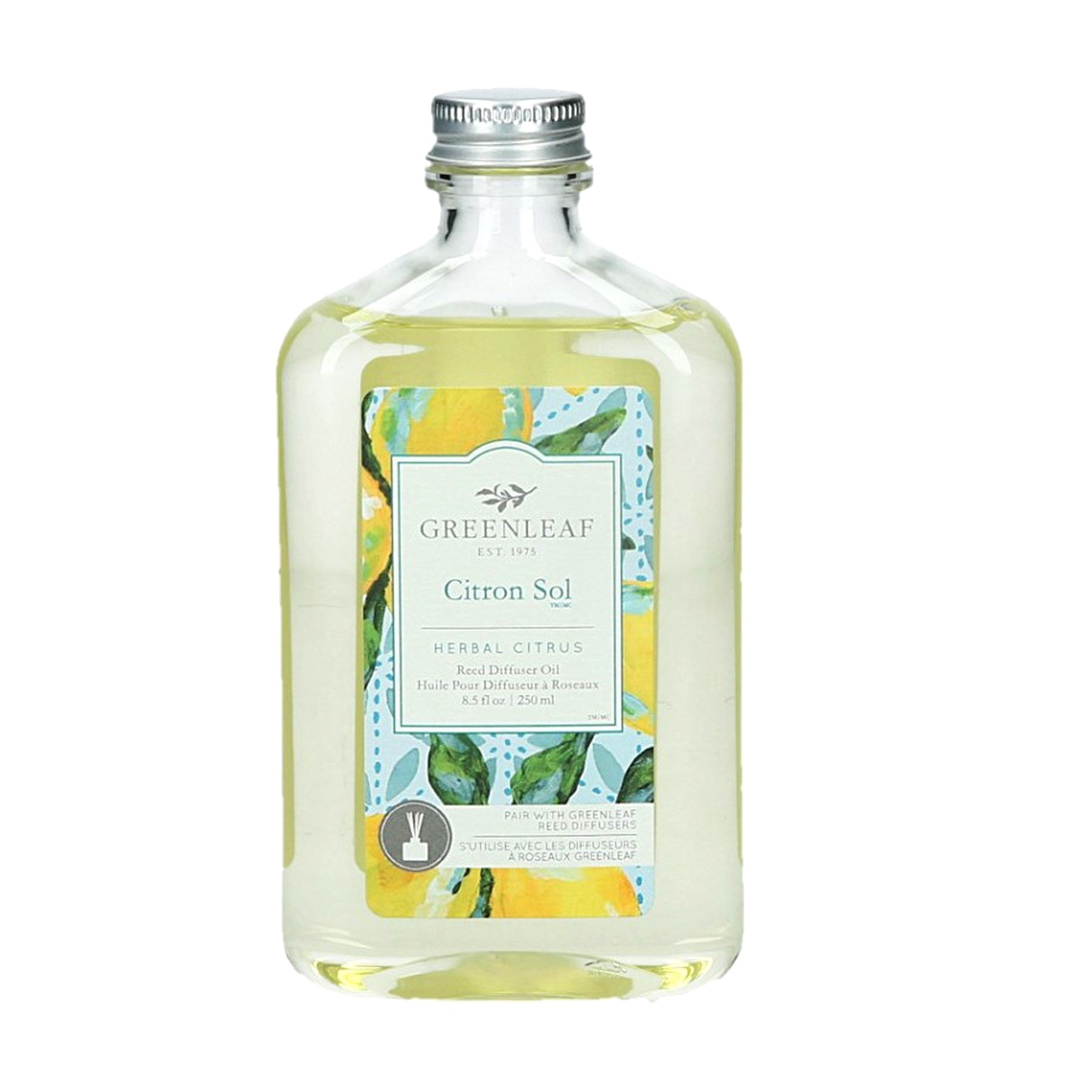 Recharge pour diffuseur à roseaux Citron sol 250ml - Greenleaf