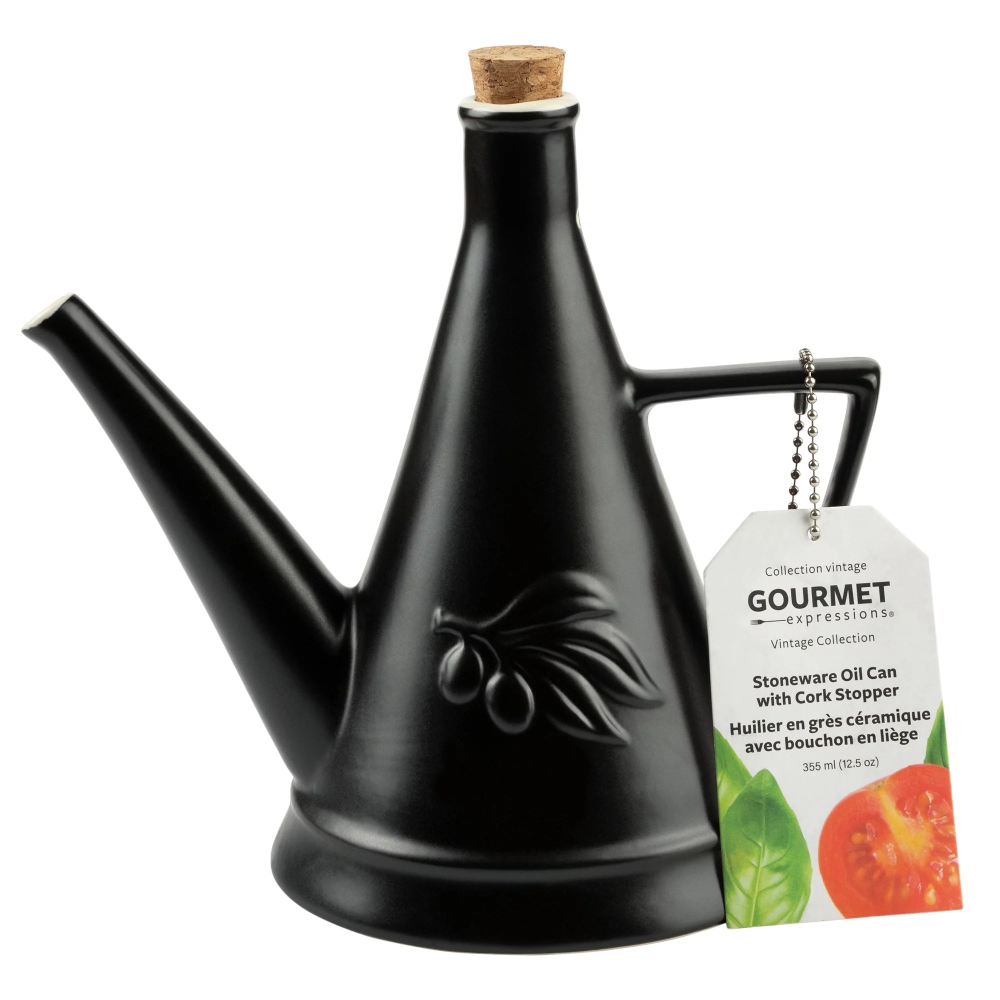 Huilier noir avec bouchon de liège 355 ml