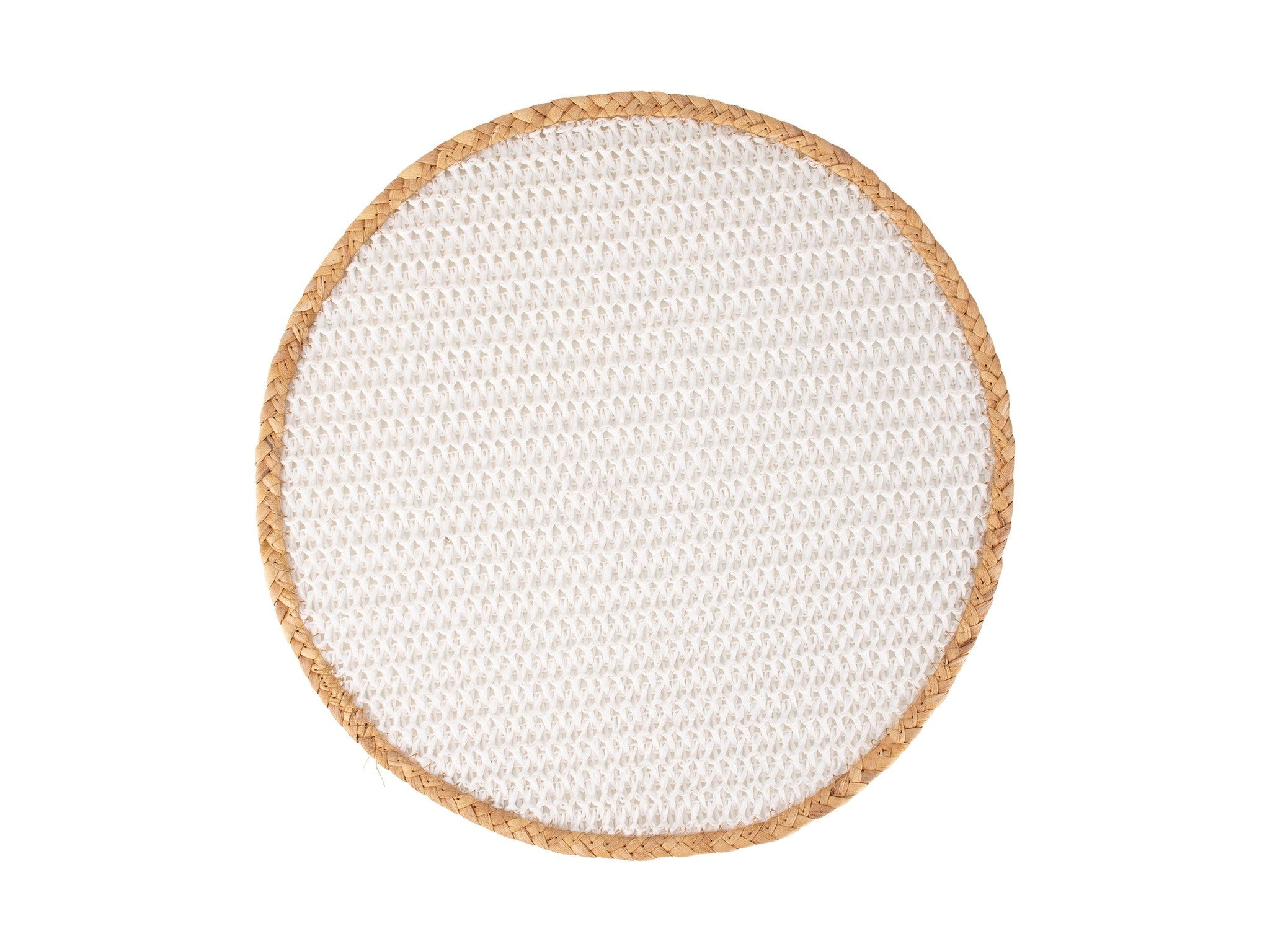 Napperon rond tressé Blanc 38cm