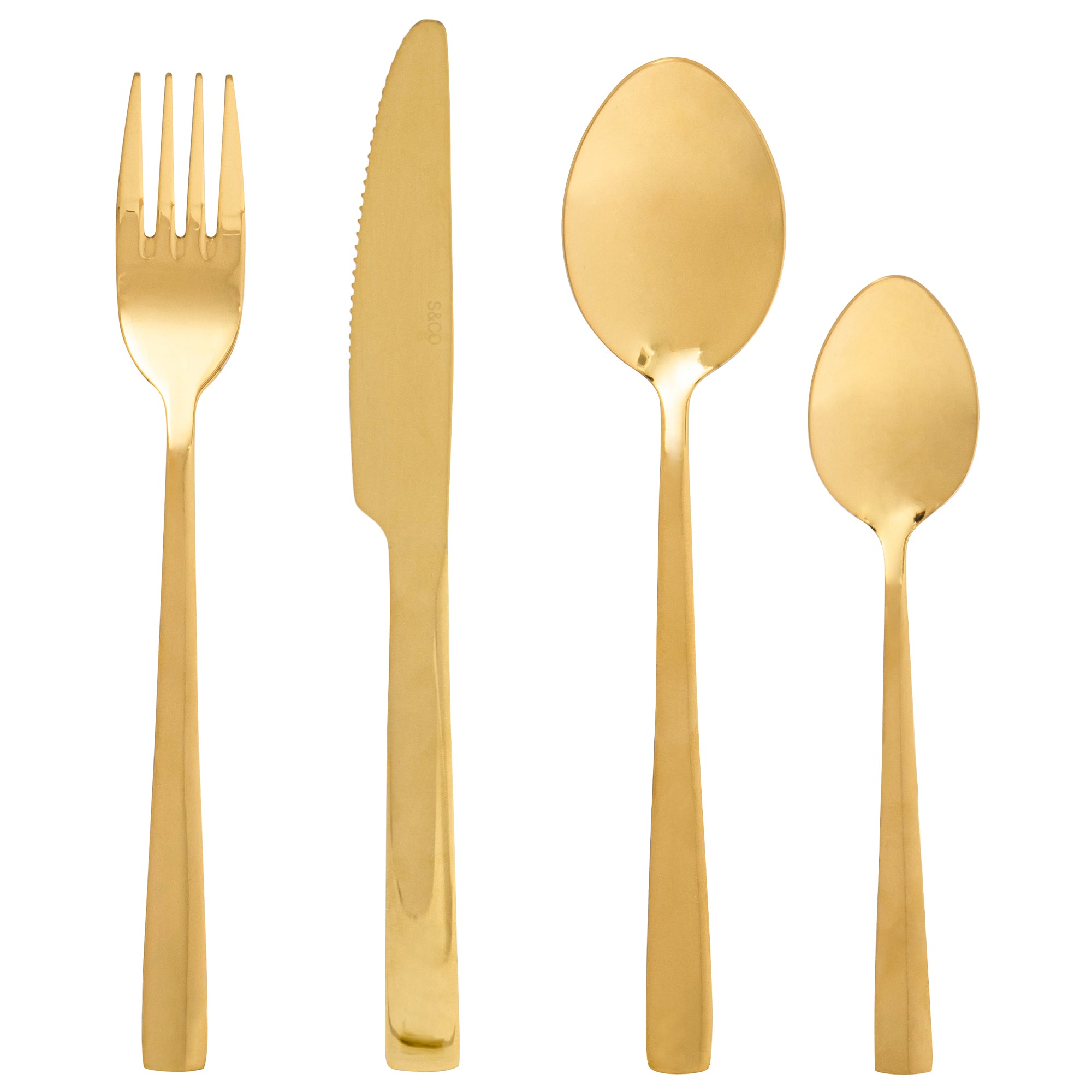 Ensemble d'ustensiles Miroir or 16 pièces