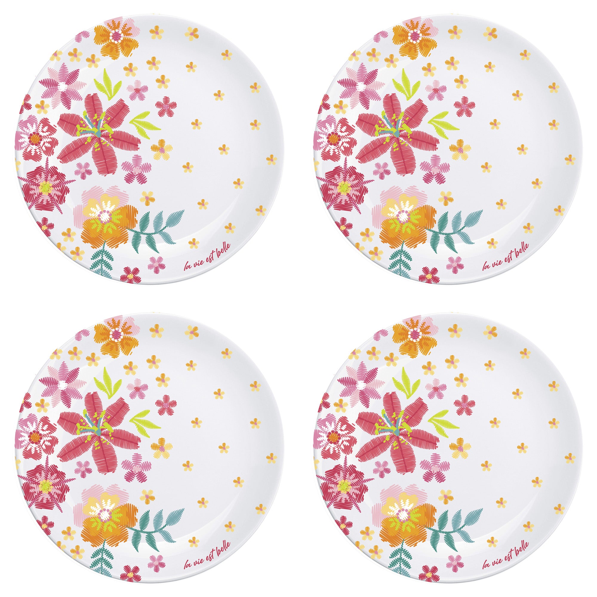 Ensemble de 4 assiettes Fleuries