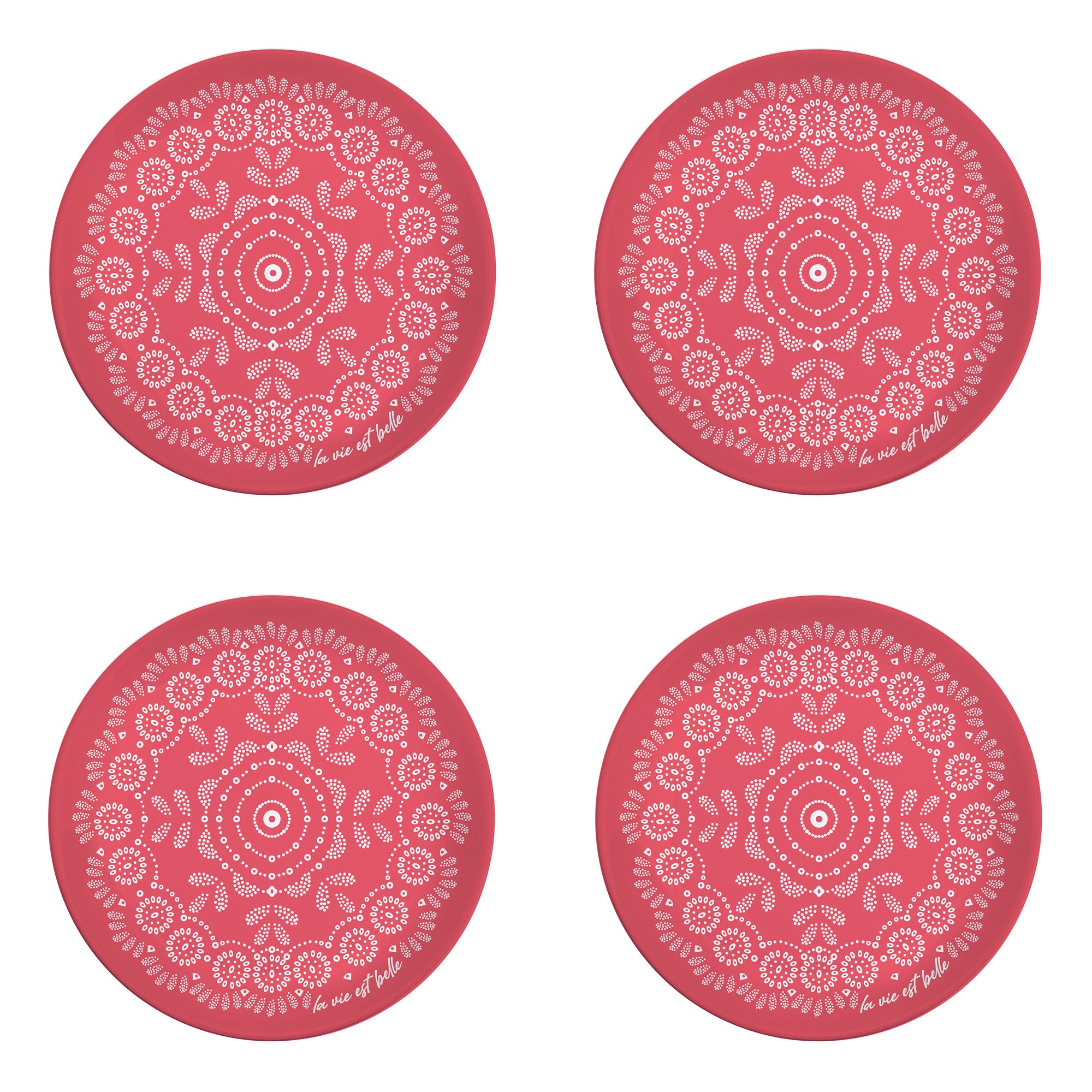 Ensemble de 4 assiettes Fleuries Roses