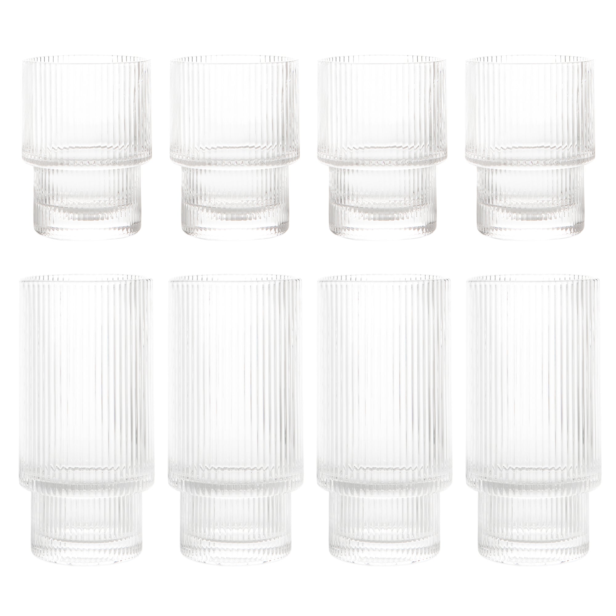 Ensemble de 8 verres ripple 2 grandeurs - Safdie