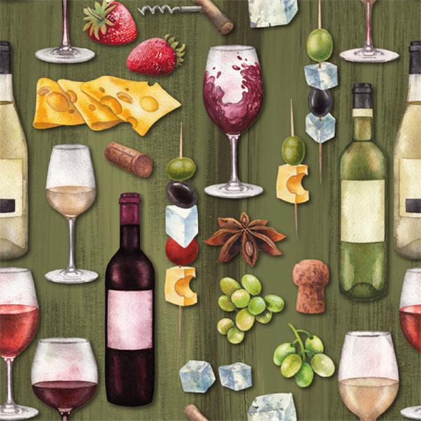 Ensemble de 20 serviettes à table Vin & fromages