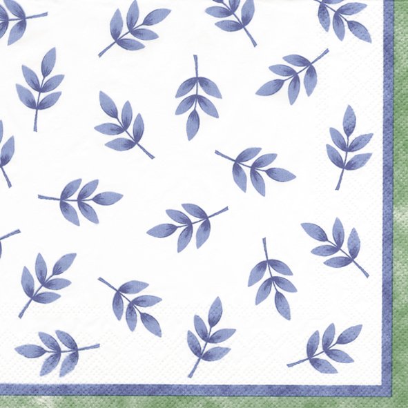 Ensemble de 20 serviettes de table en papier Fleurs bleues