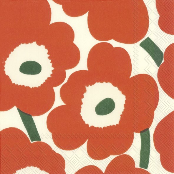 Ensemble de 20 serviettes de table en papier Unikko Orange