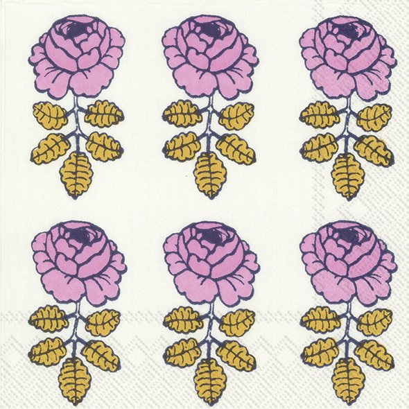 Ensemble de 20 serviettes de table en papier Fleurs violettes