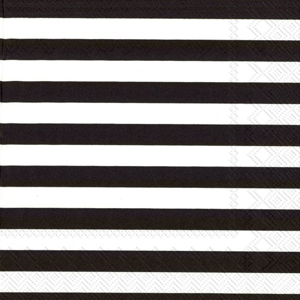 Ensemble de 20 serviettes de table en papier lignées Noir et blanc