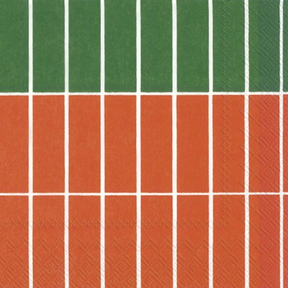 Ensemble de 20 serviettes de table en papier Raita orange et vert