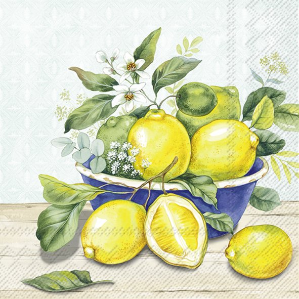 Ensemble de 20 serviettes de table en papier Citrons