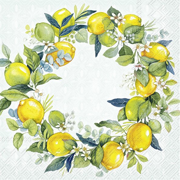 Ensemble de 20 serviettes de table en papier Couronne de citrons
