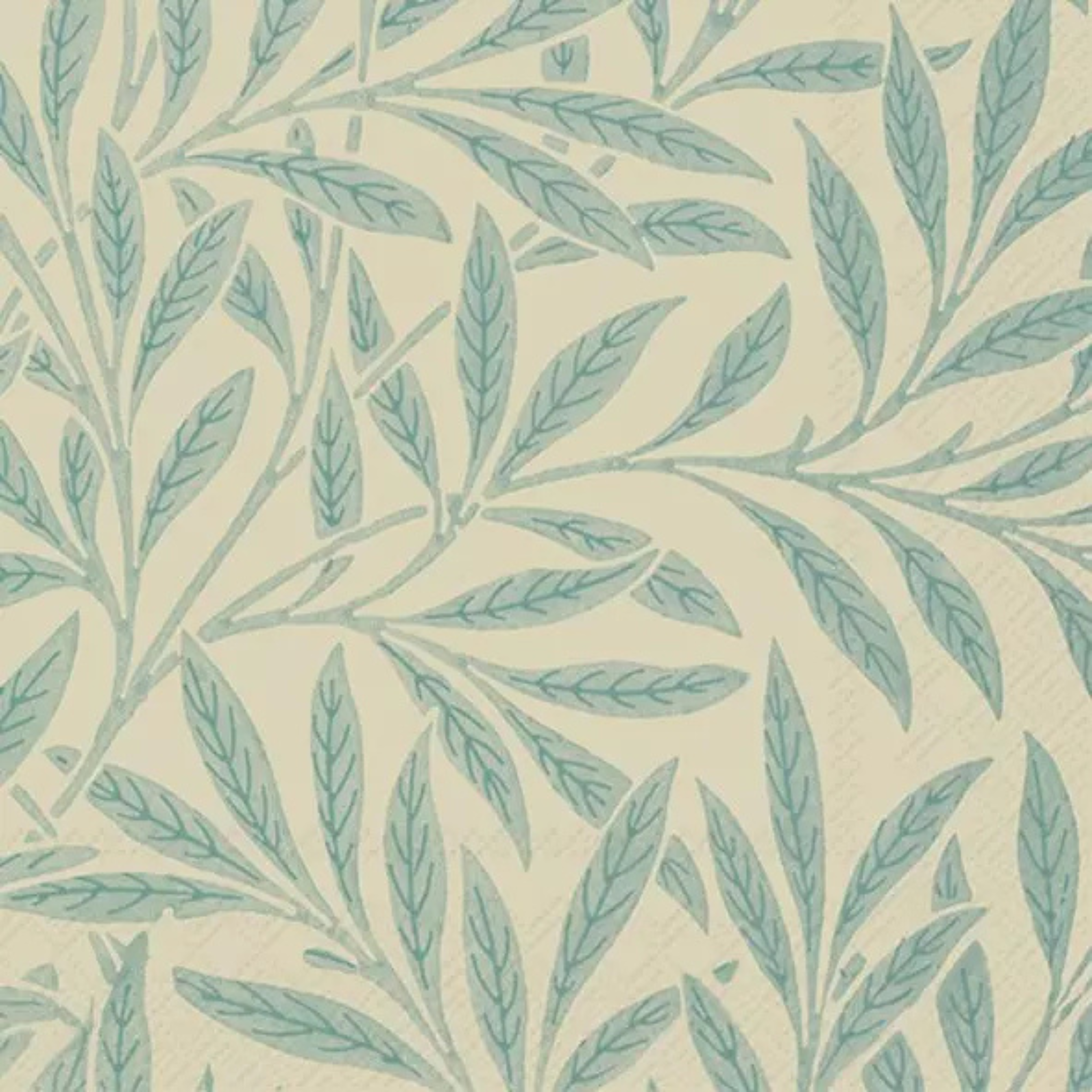 Ensemble de 20 serviettes de table en papier Crème avec feuilles vertes