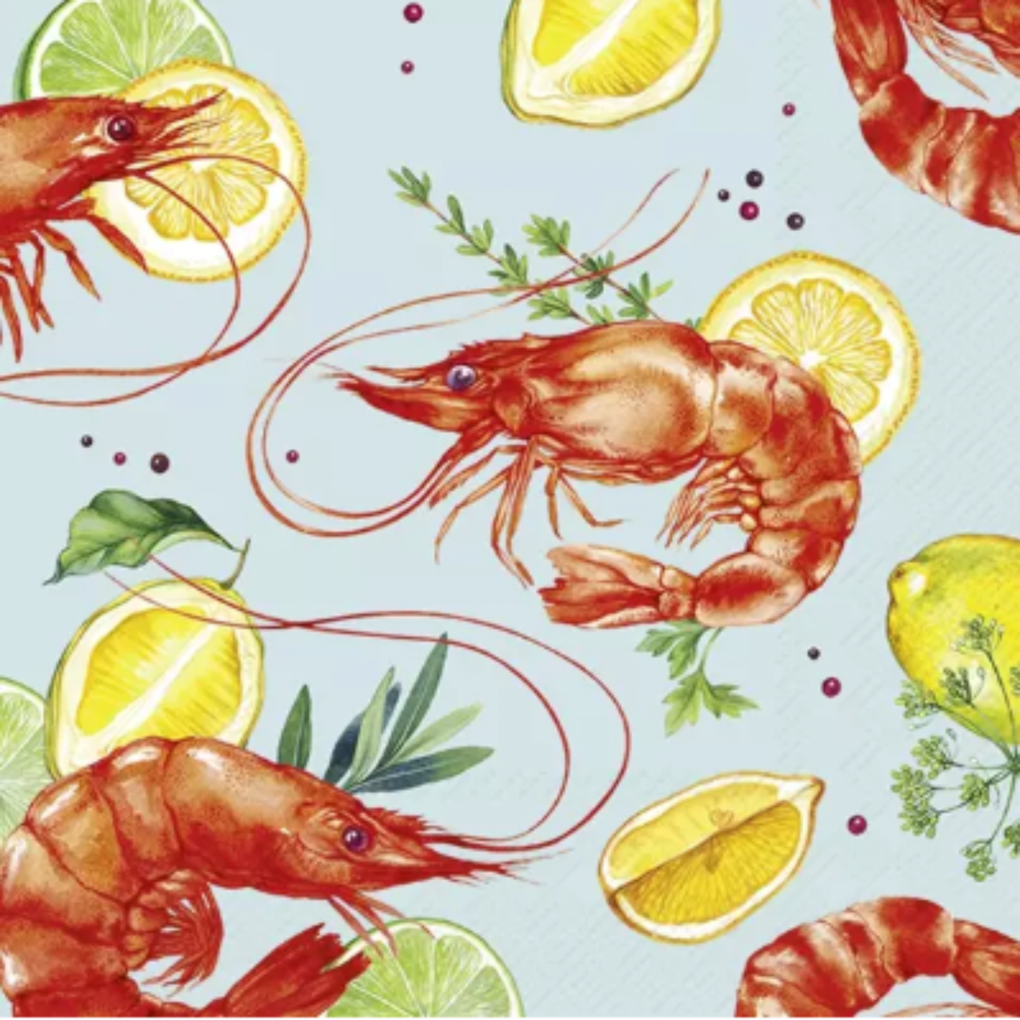 Ensemble de 20 serviettes en papier Crevettes