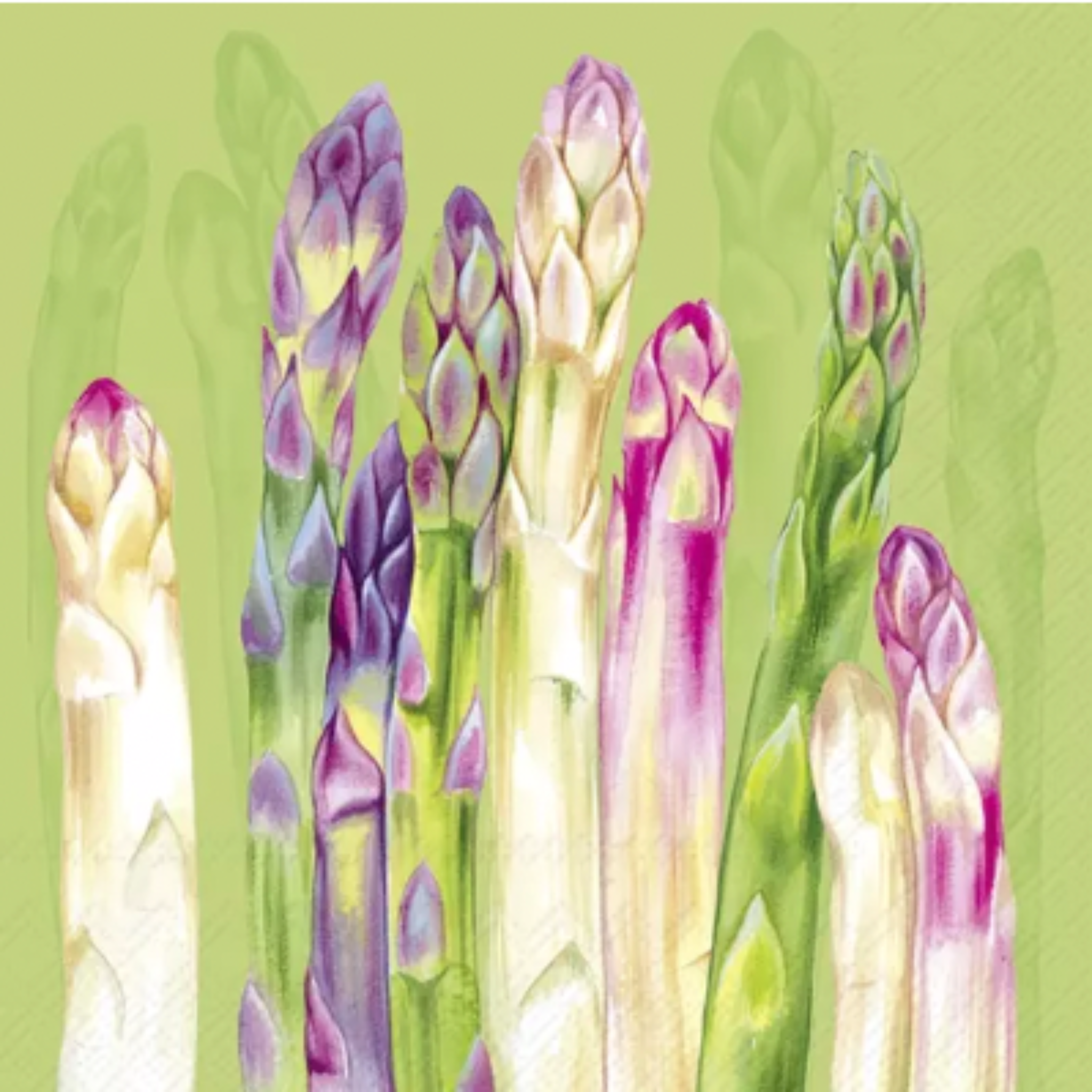 Ensemble de 20 serviettes en papier Asperges Vert pâle