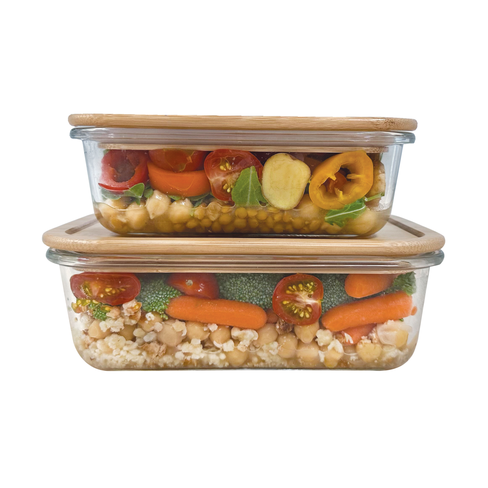 Ensemble de 2 contenants avec couvercles en bambou