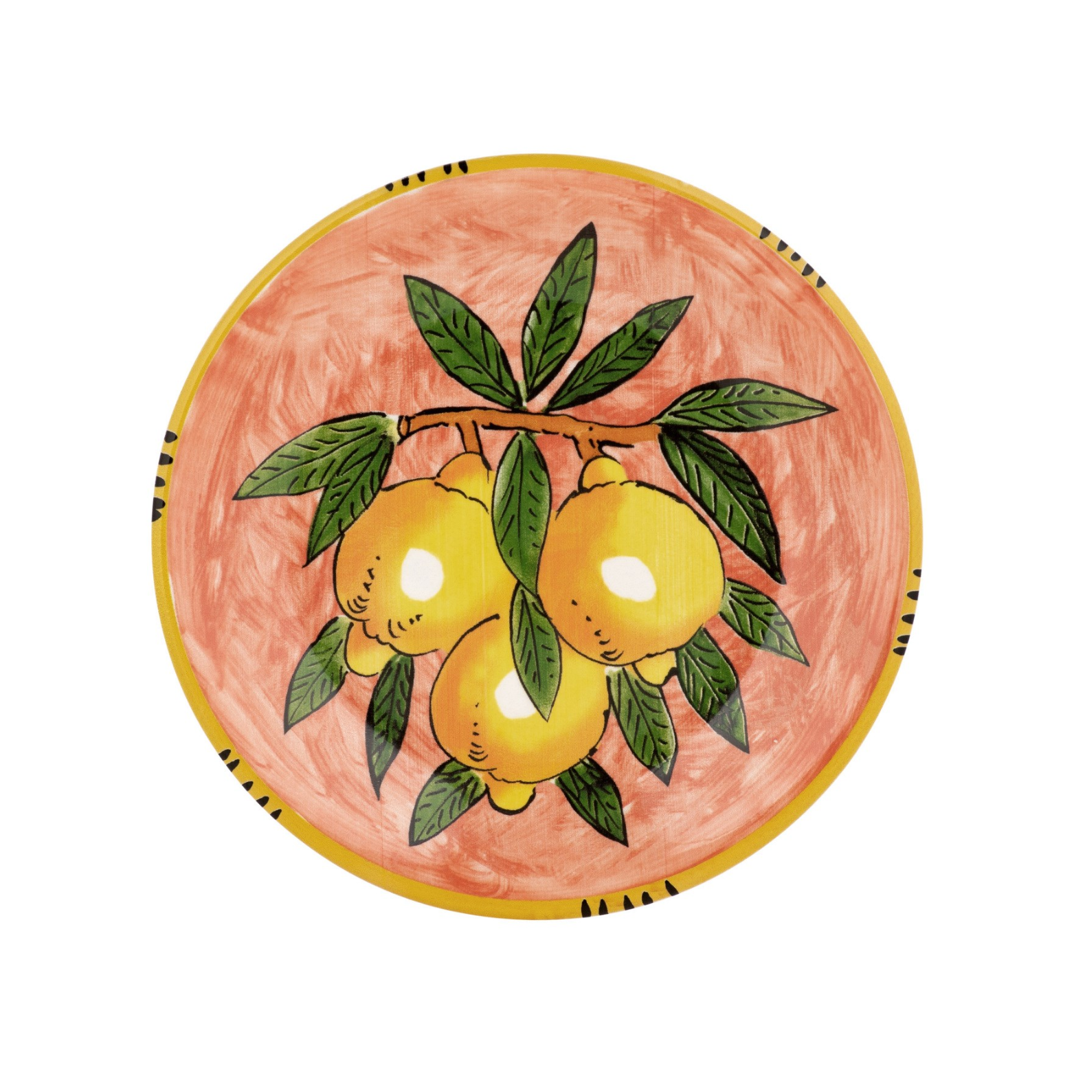 Assiette rose avec citrons 27 cm