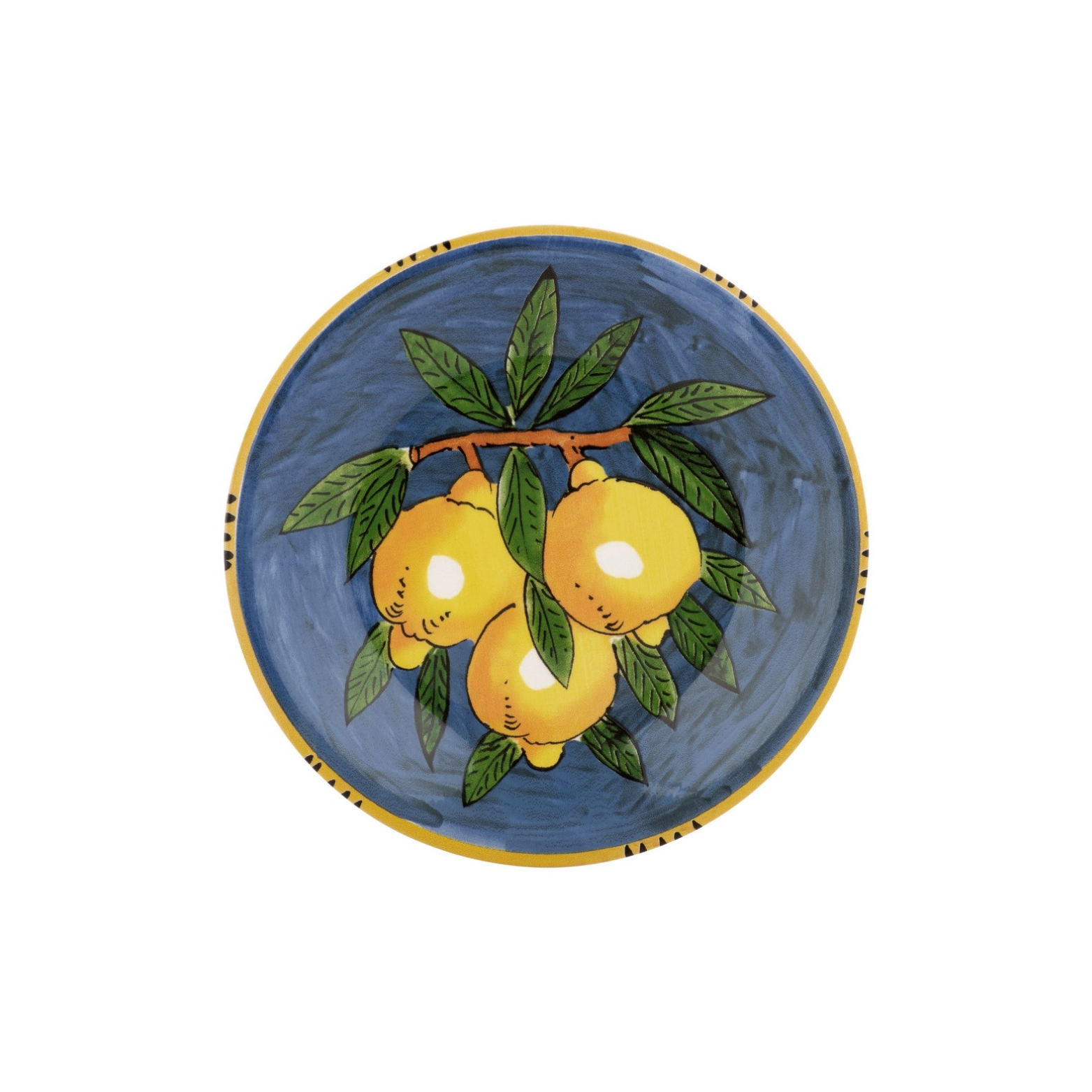 Blue plate with lemons 20 cm