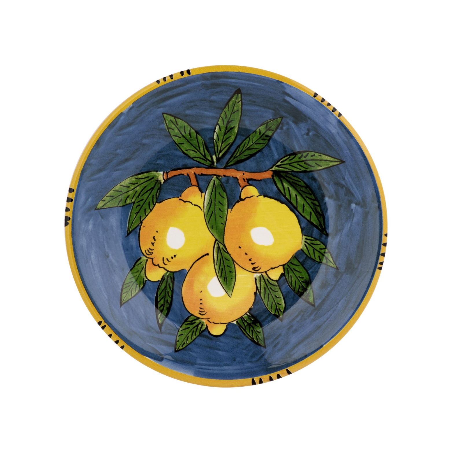 Blue plate with lemons 27 cm