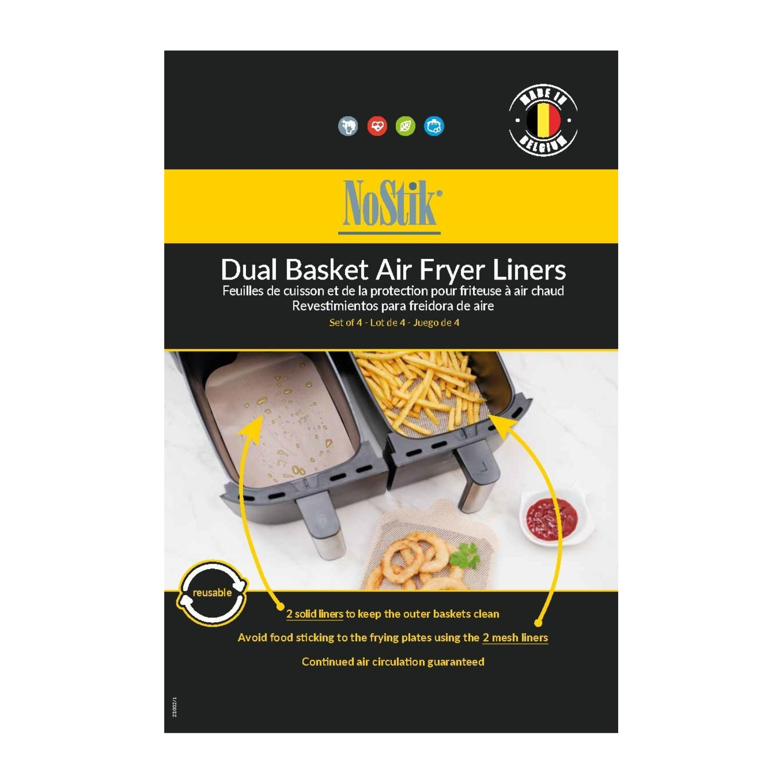 Set of 4 protective air fryer baking sheets