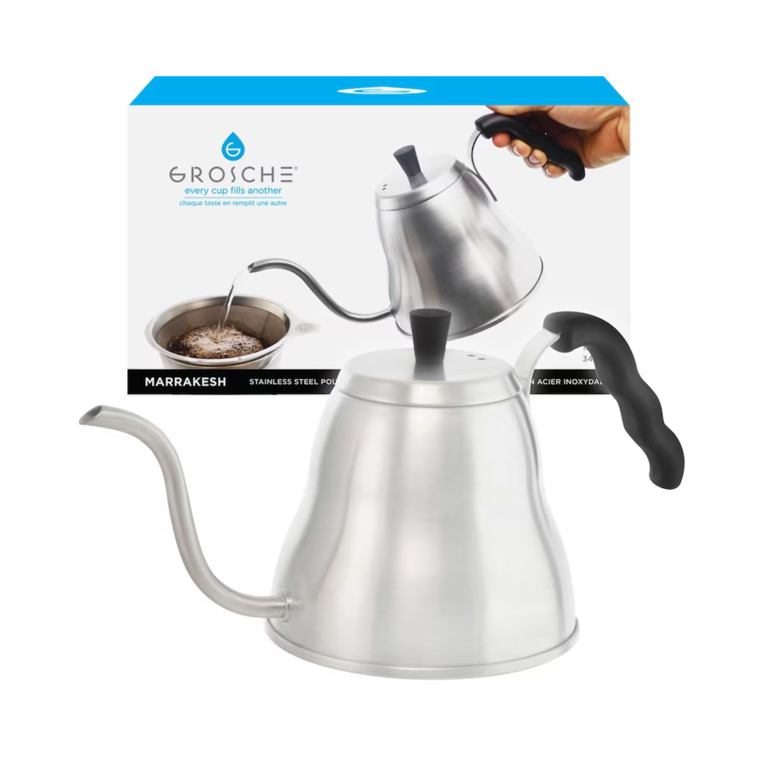 Bouilloire à col de cygne en inox 1L - Grosche