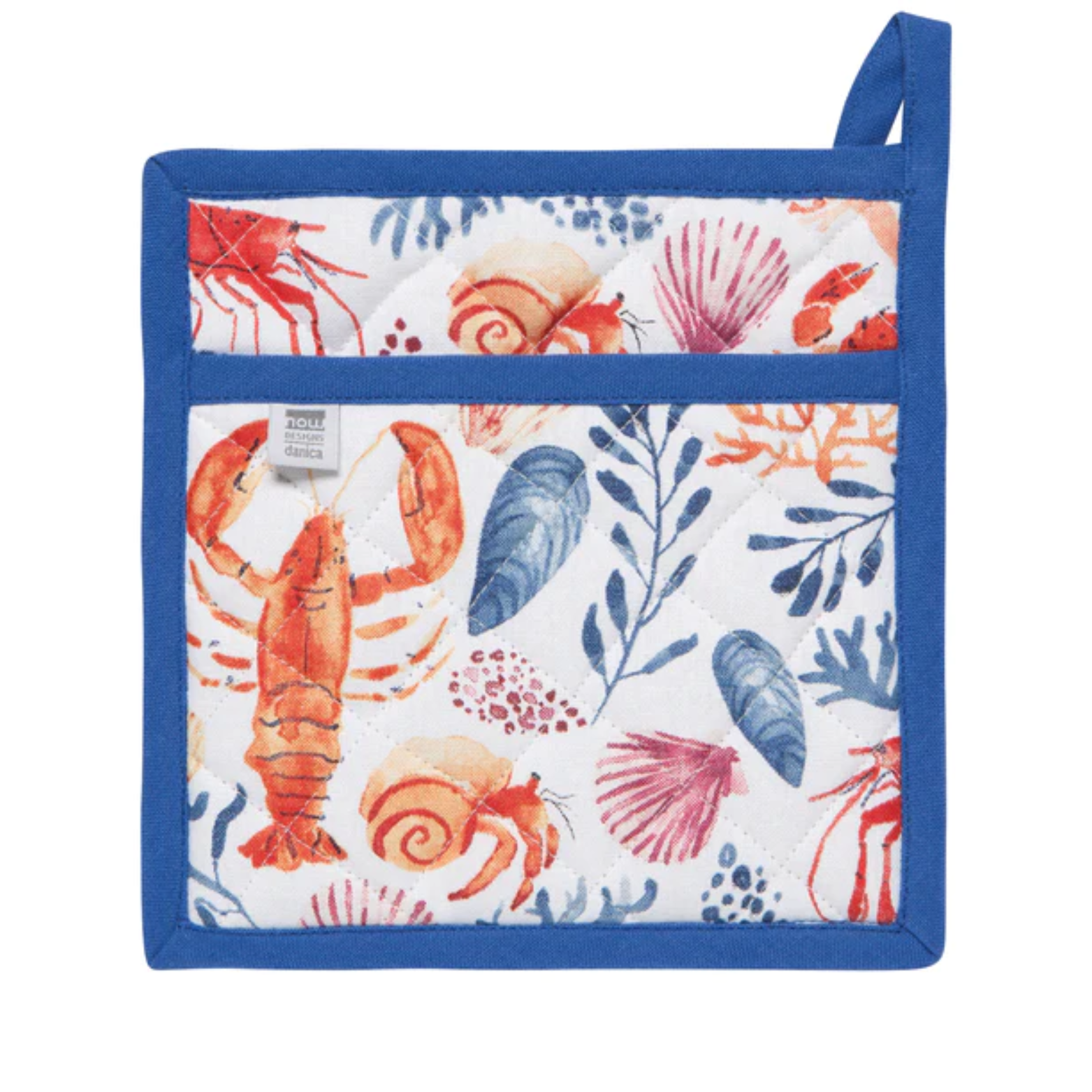 Square oven mitt with crustacean pattern