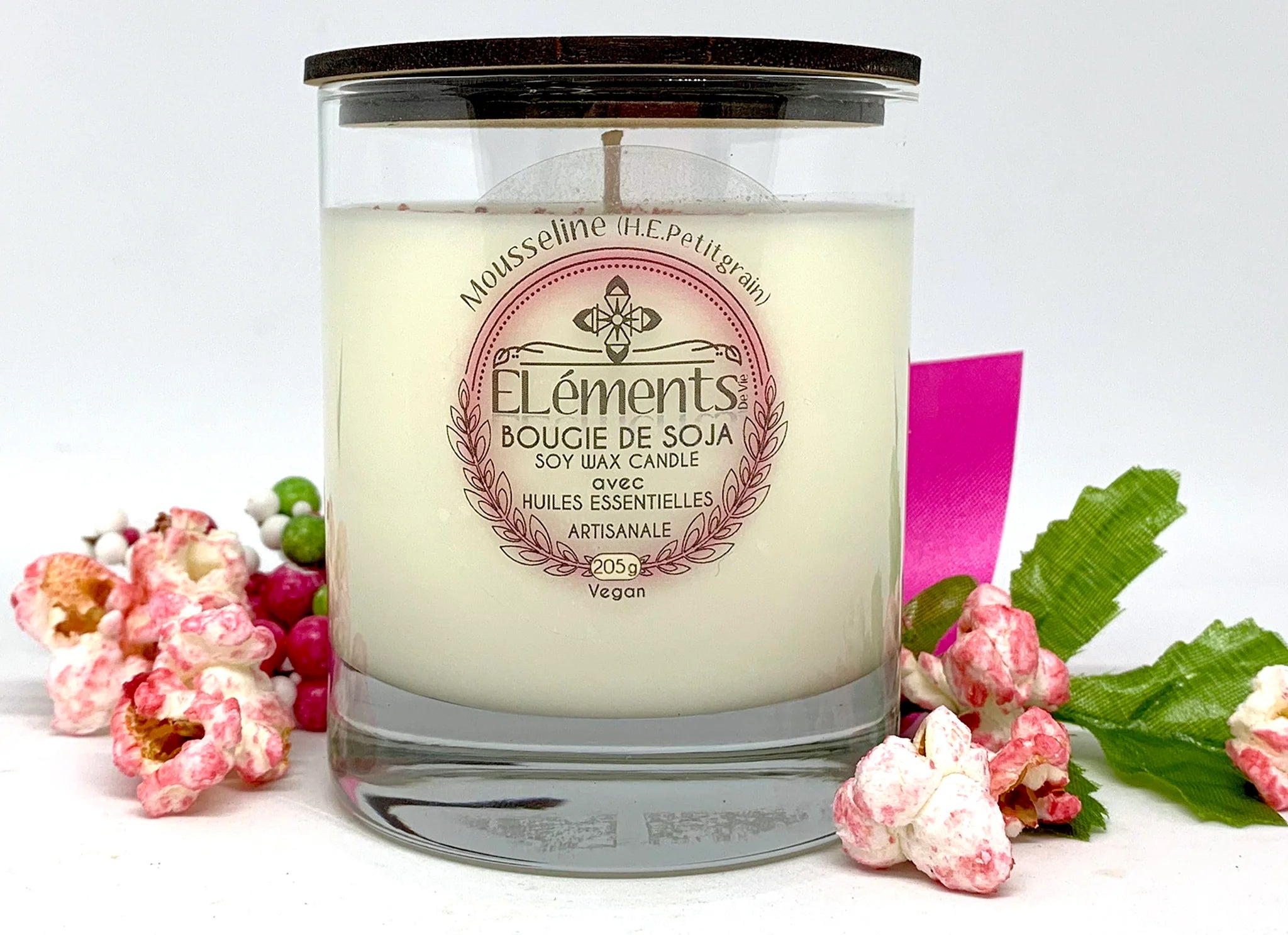 Chandelle de soja Mousseline 205g - Éléments de vie