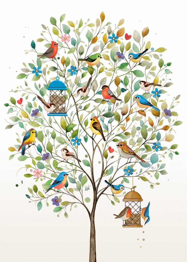 Carte de souhait Oiseaux dans un arbre