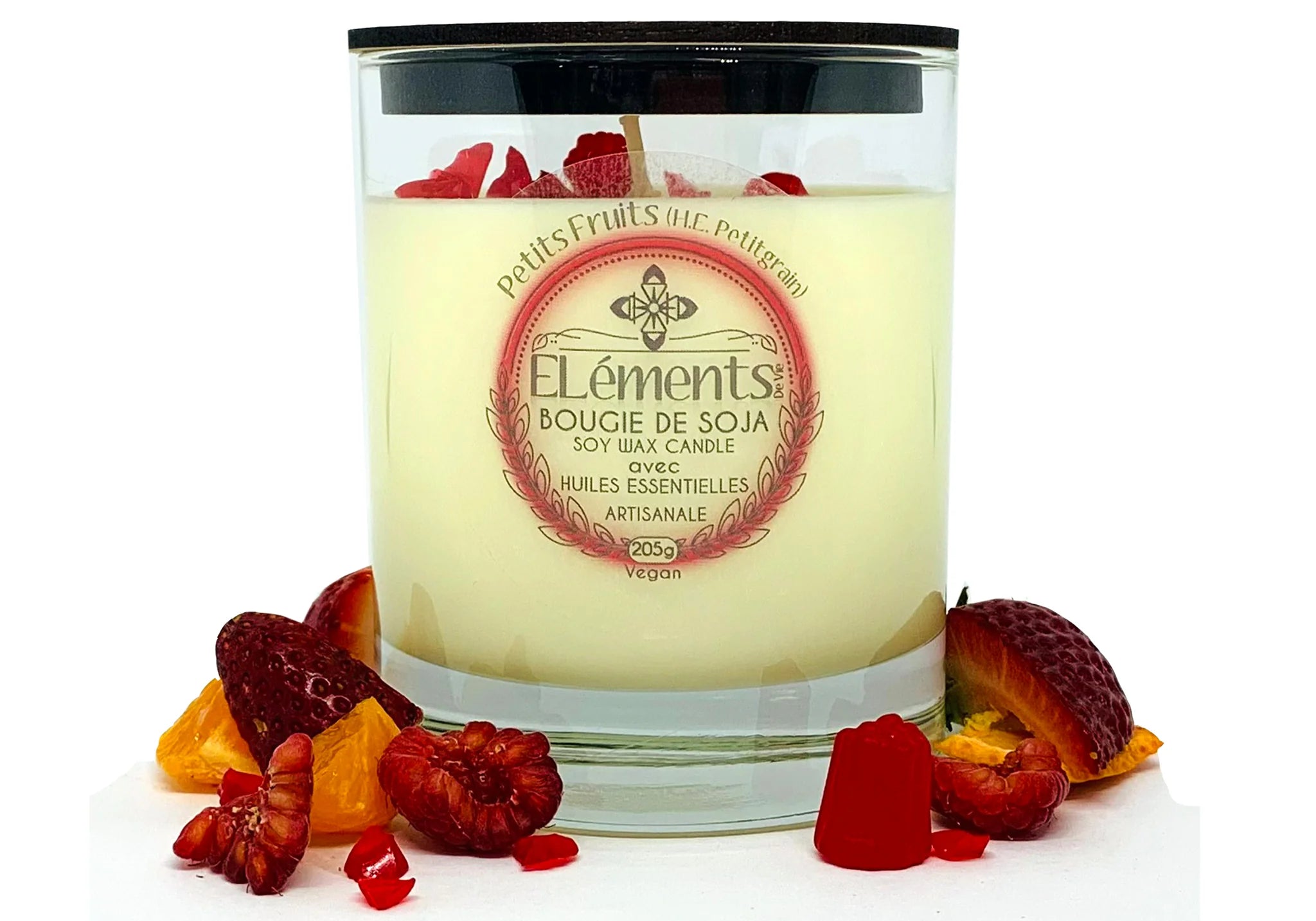 Chandelle de soja Petits fruits 205g - Éléments de vie