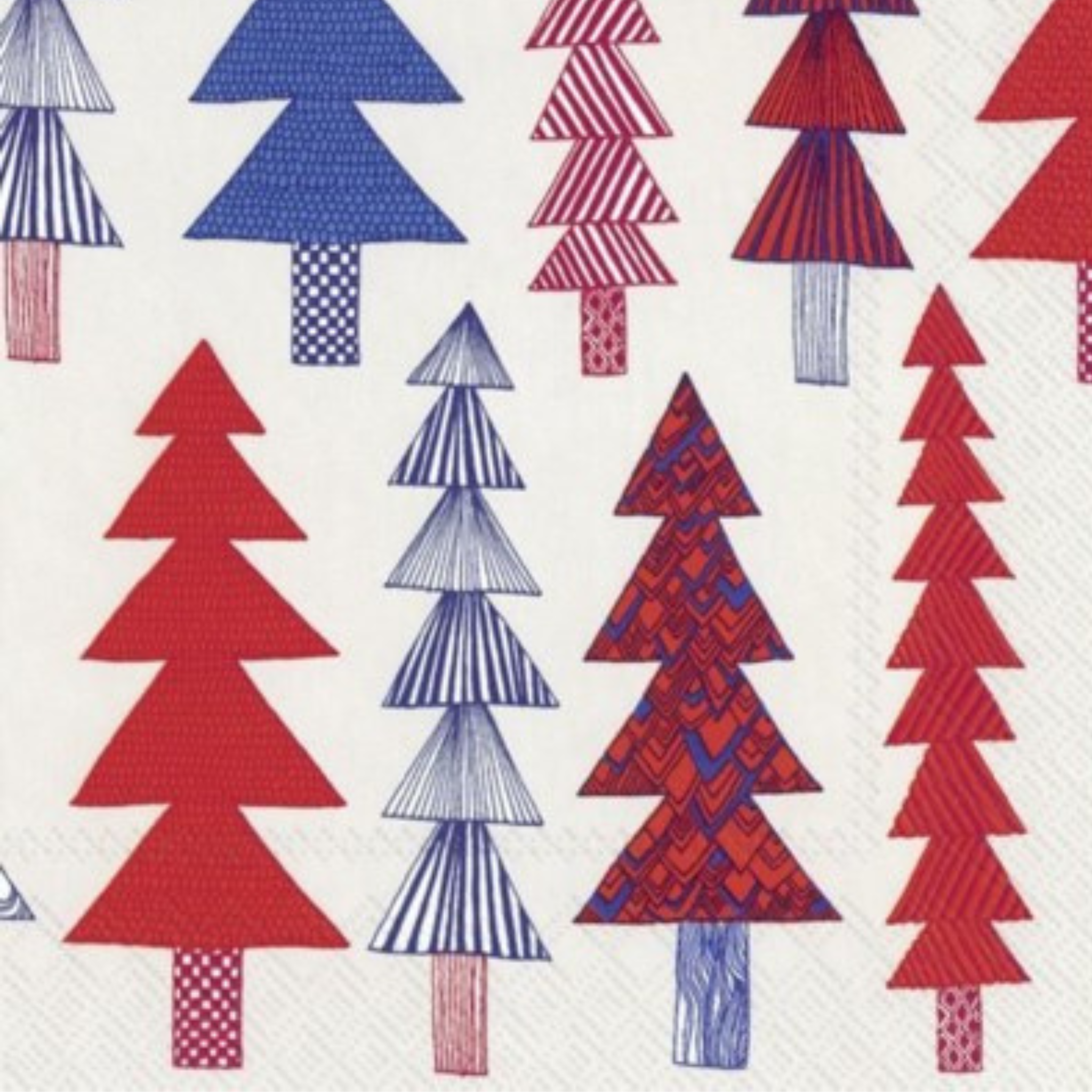 Ensemble de 20 serviettes en papier Sapins rouges