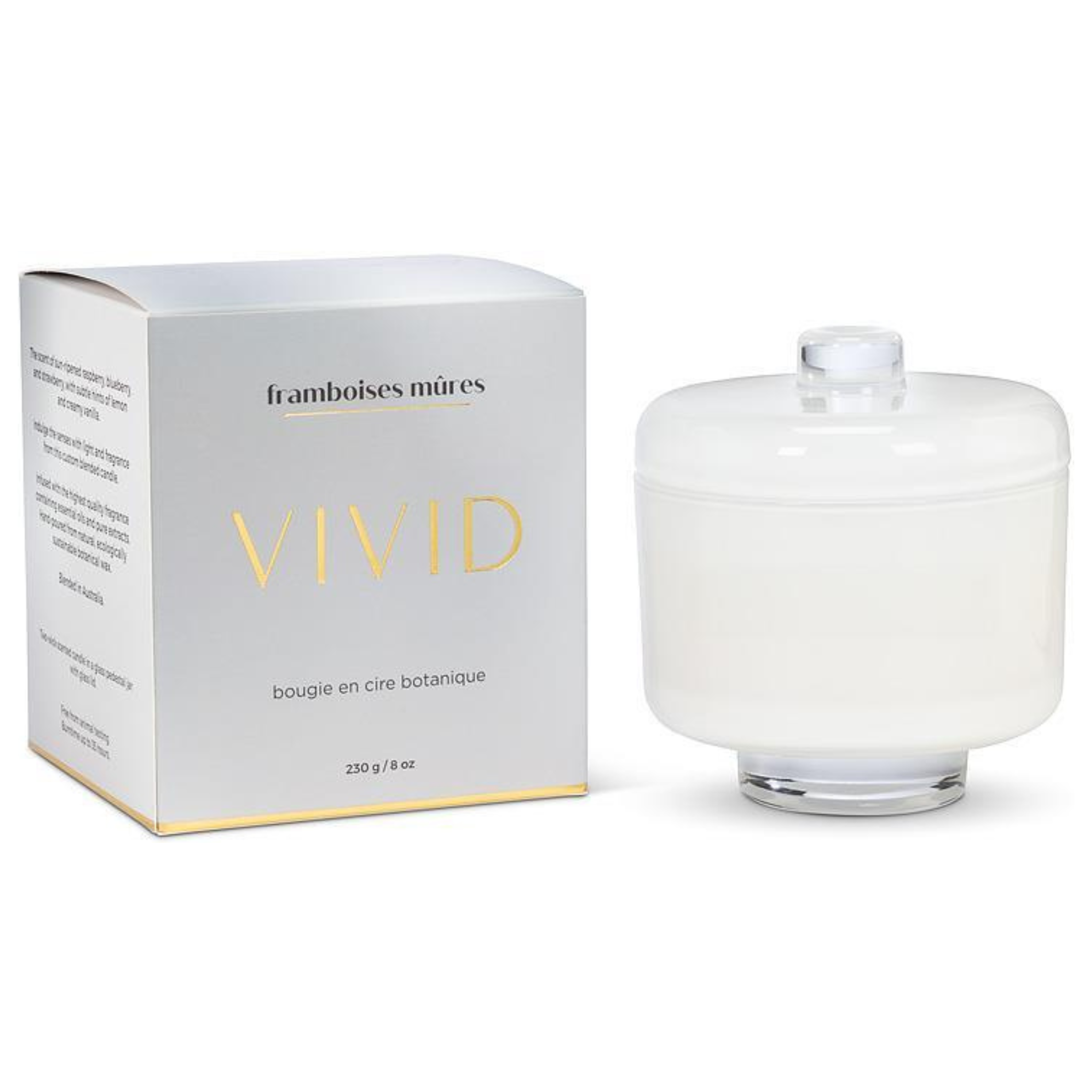 Chandelle parfumée aux framboises mûres sur piédestal 230 g - Aromabotanical