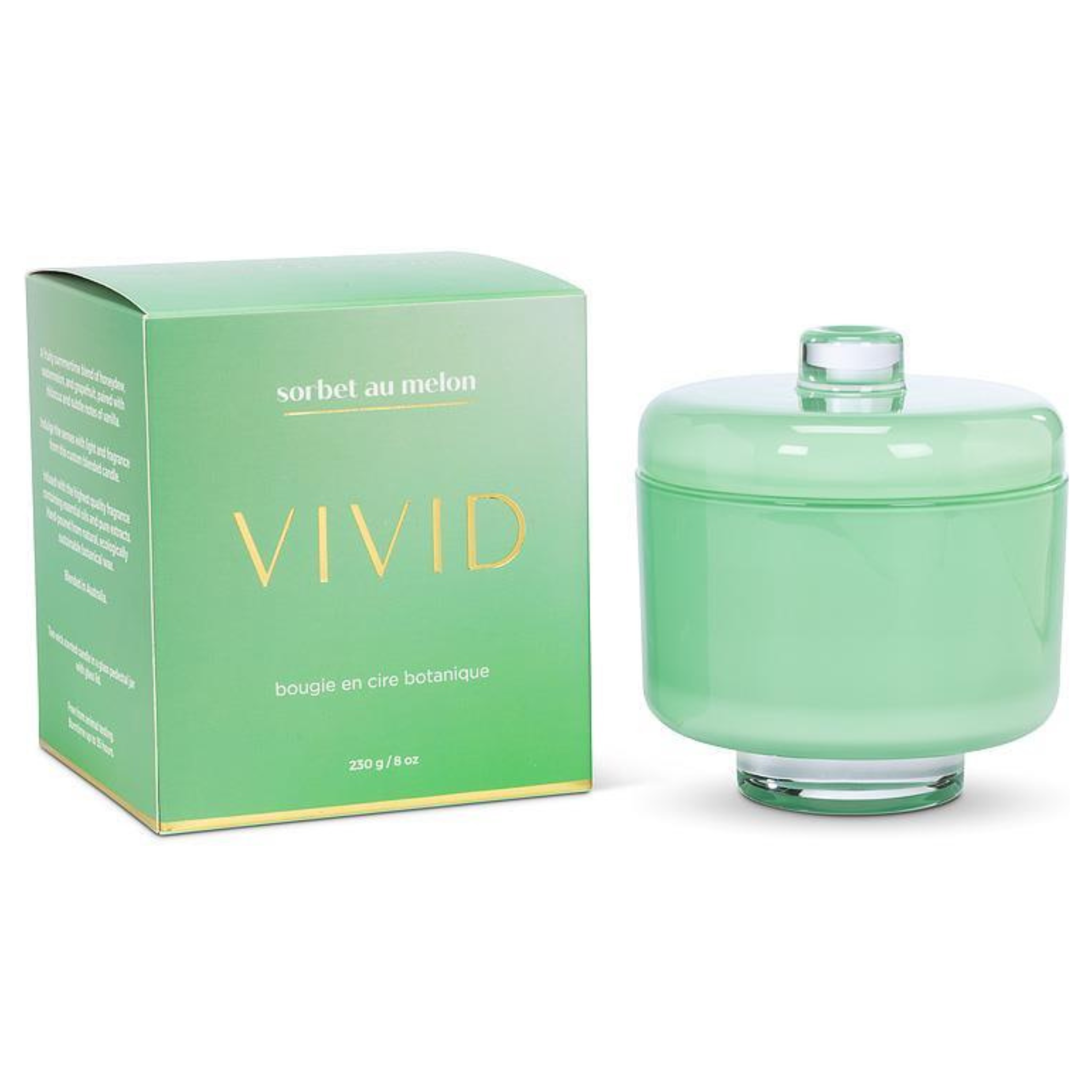 Chandelle parfumée au sorbet au melon sur piédestal 230 g - Aromabotanical