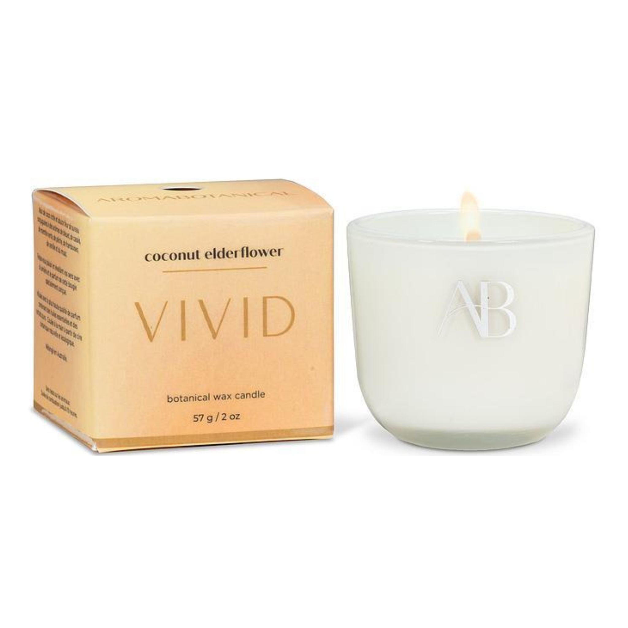 Chandelle parfumée aux noix de coco et fleur de sureau 57 g - Aromabotanical