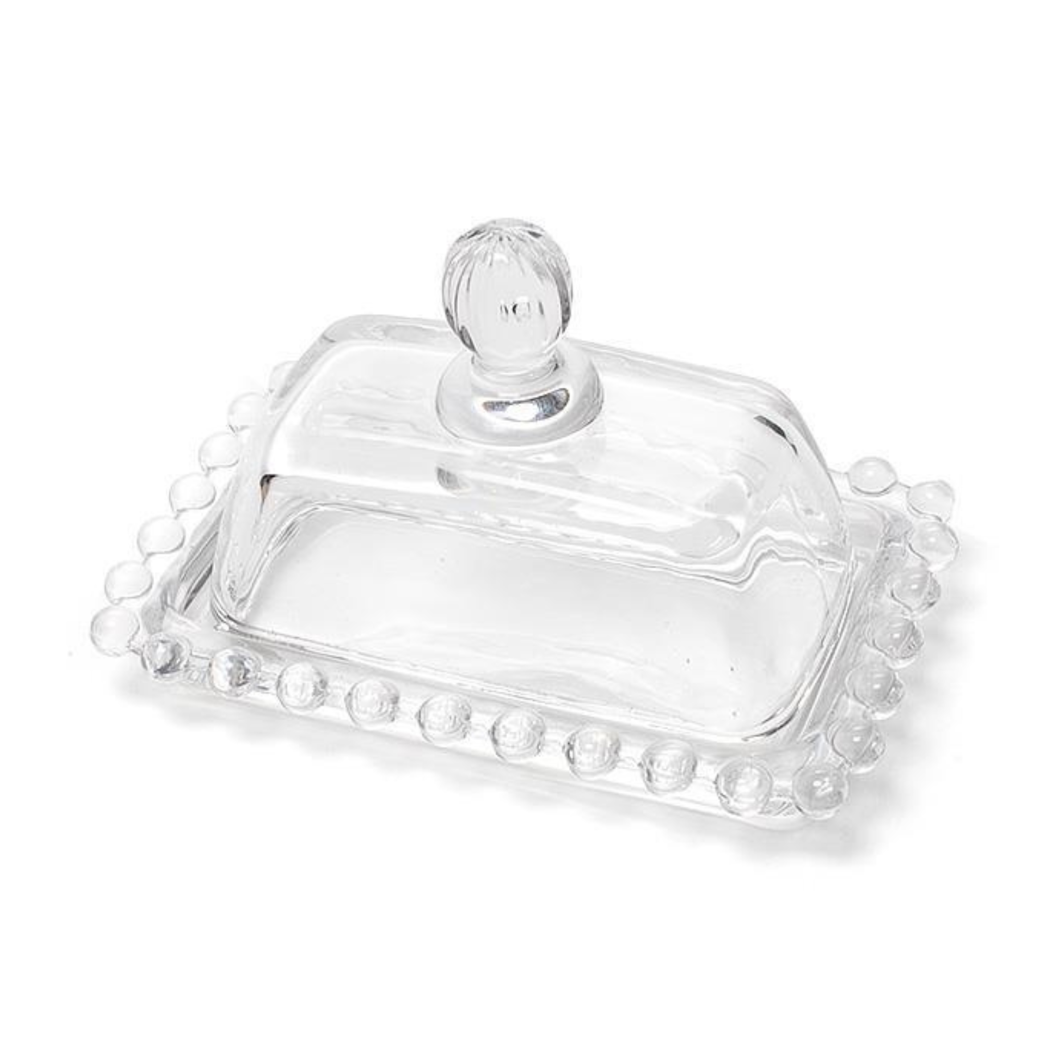 Beurrier rectangulaire en verre avec rebord